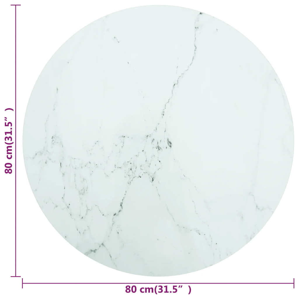 Table Top White Tempered glass 31.5 in diameter Durable