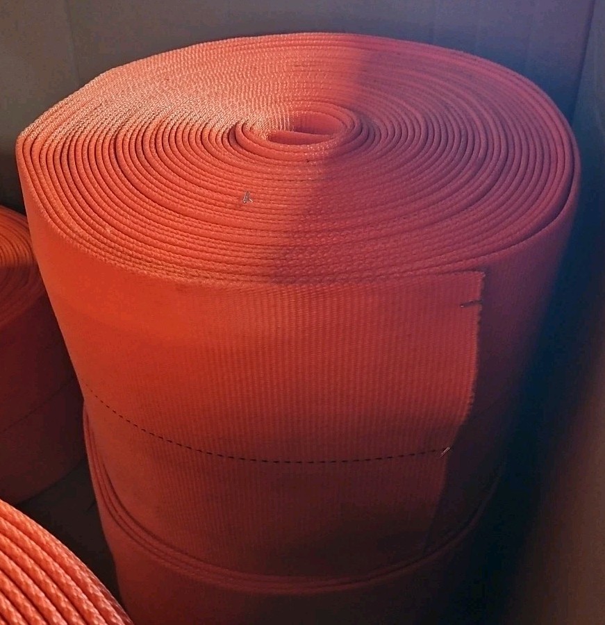 85' Roll of 12" Orange w/ Black Center Stitch & Tie Down Webbing: 2 Avail NEW!