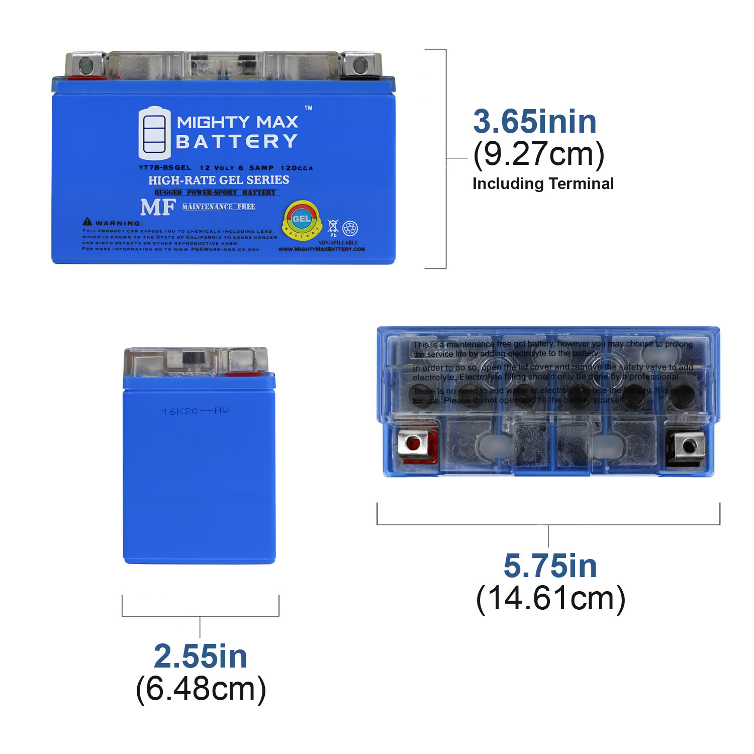 Mighty Max YT7B-BS GEL 12V 6.5AH Replacement Battery for Suzuki DRZ400SM 2007