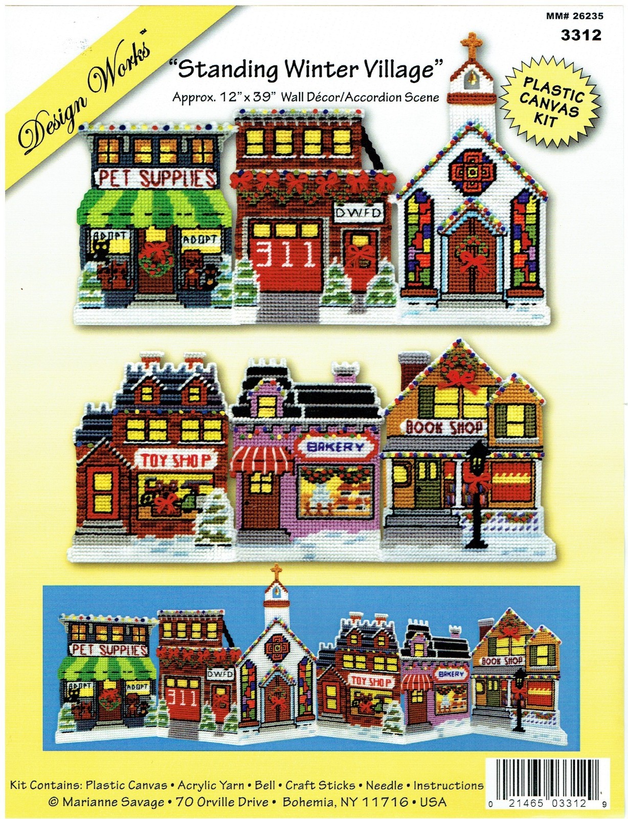 STANDING WINTER VILLAGE TABLE DECOR  7ct plastic canvas  PATTERN  (#TF0671)