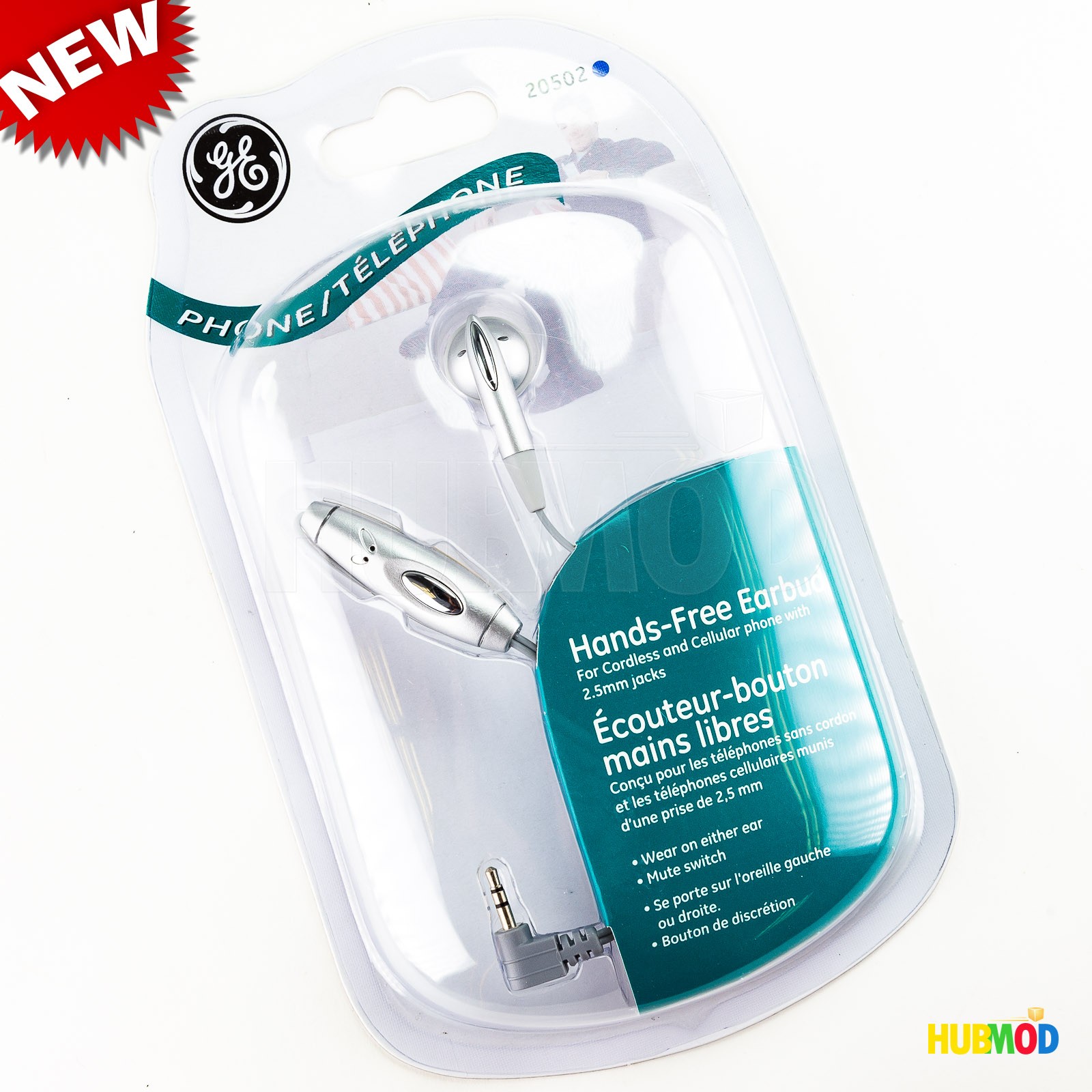 GE Hands-Free Earbud Earphone Headset w/ Microphone 2.5mm For iPhones Cell Phone