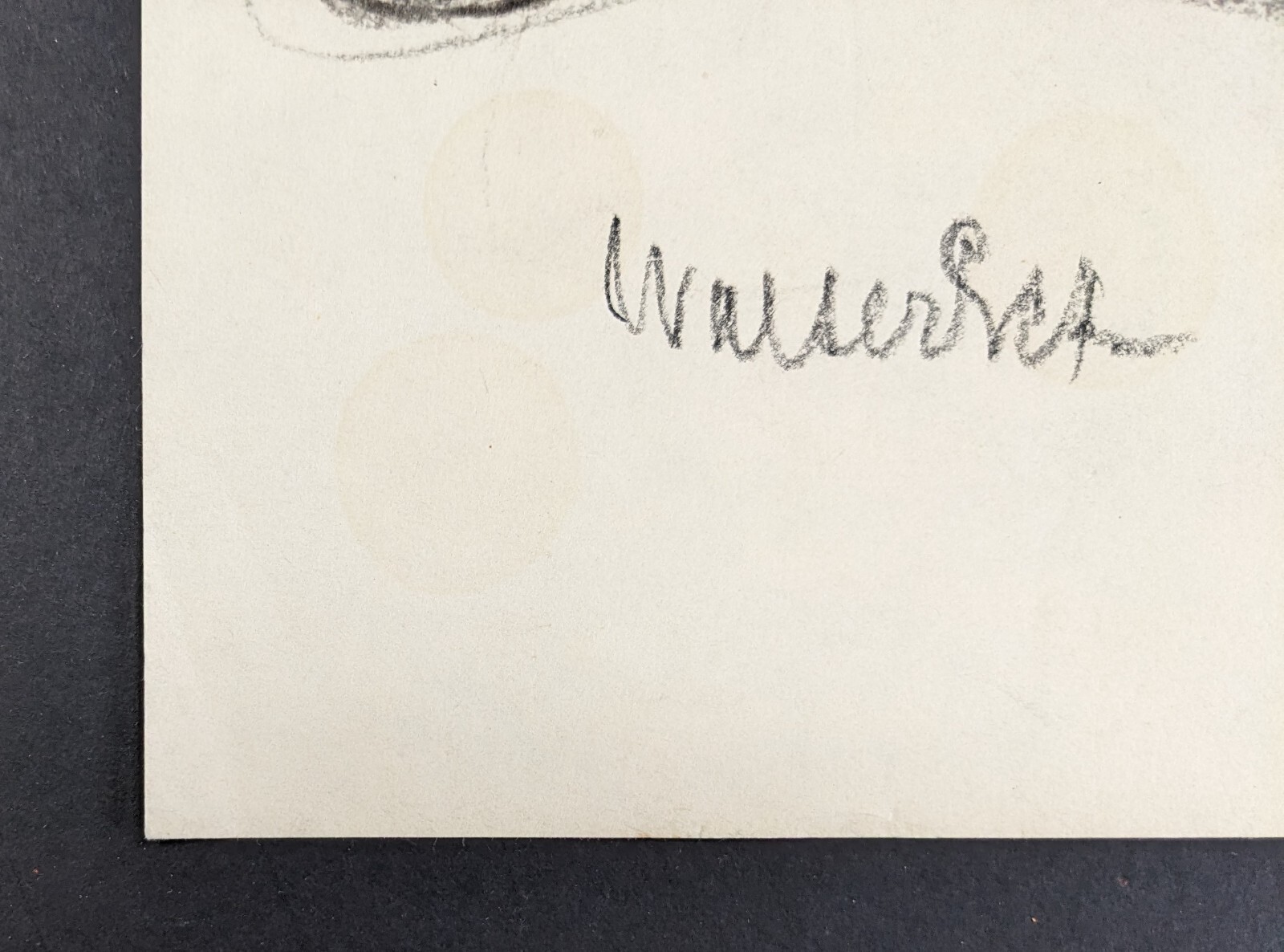 Walter Eck, seated nude, drawing, autographed