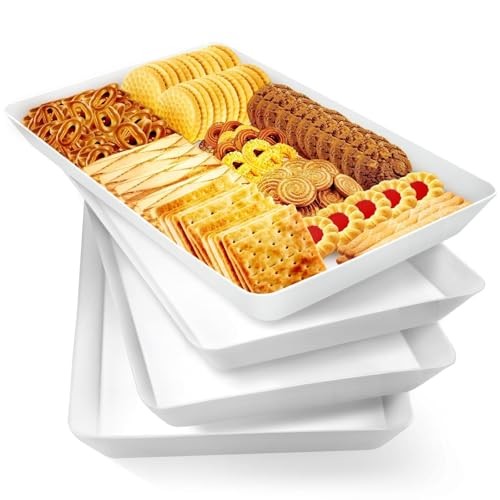 pcs Serving Tray for Entertaining, Grilling BBQ Accessories, Serving 4 White