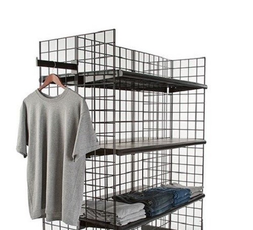 Display Grid Rack 4 Panels Rolling Metal Retail Wall Store Craft Show Art Stand