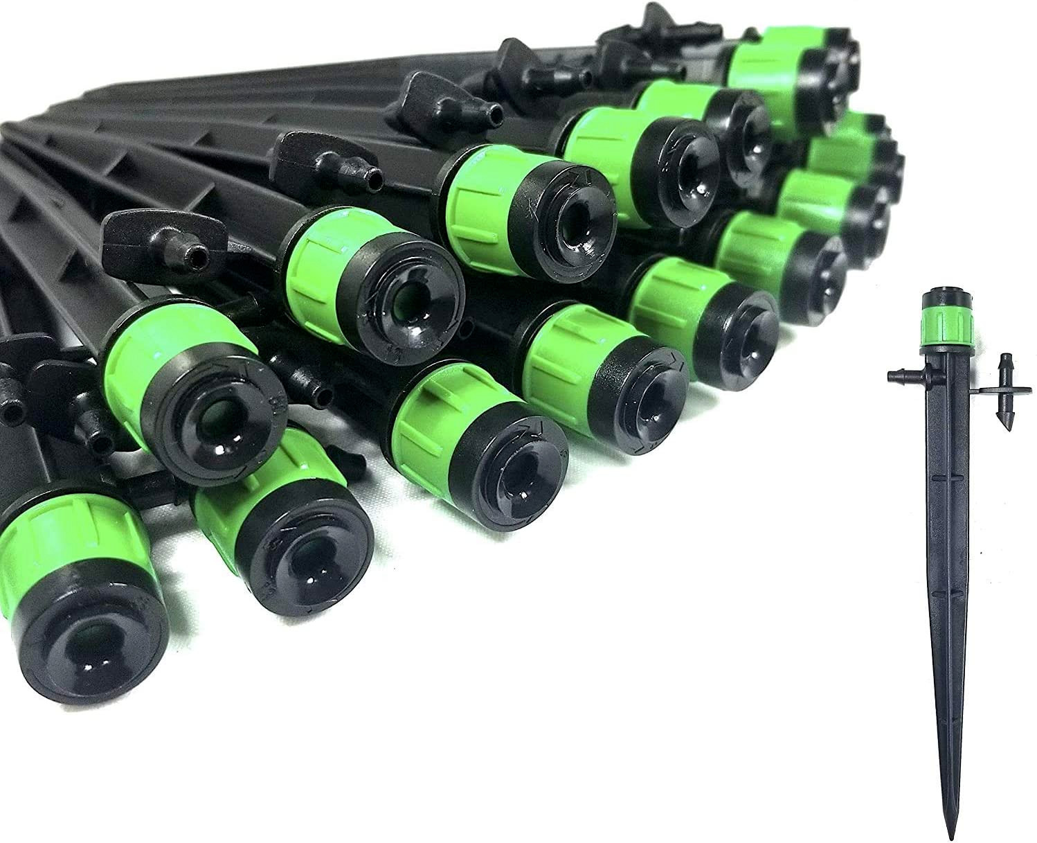 100pcs 360° Adjustable Water Flow Irrigation Drippers Stake Emitter Drip System