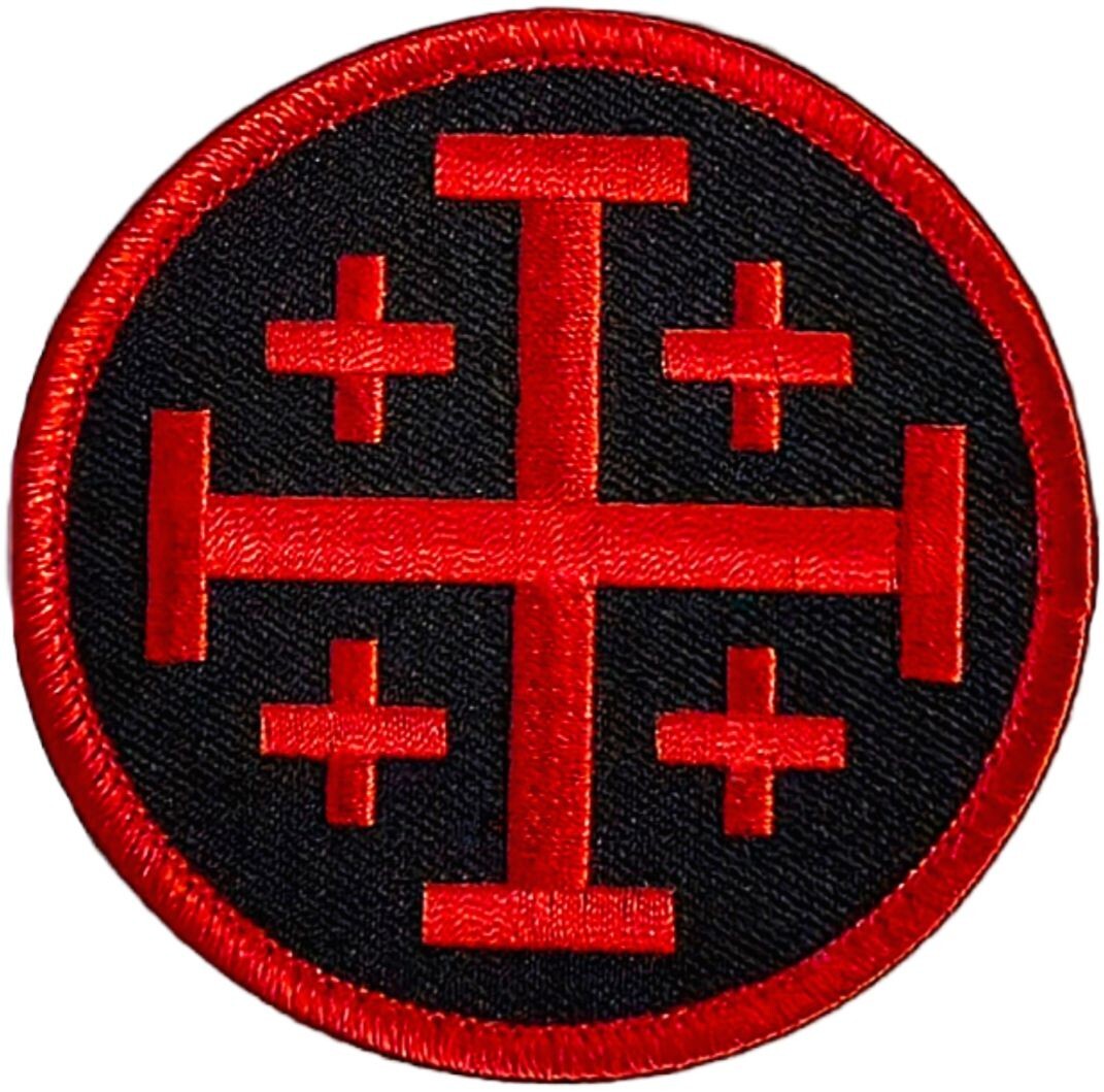 Jerusalem Cross Crusader Infidel Templar Knight Patch | 2PC HOOK BACKING 3"