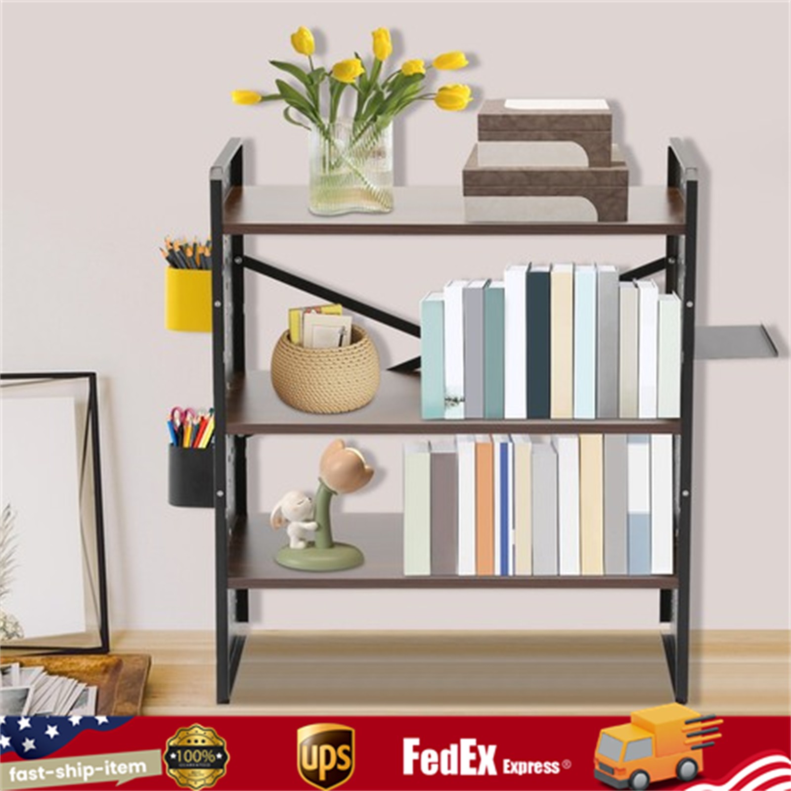 Desktop Bookshelf Desk Storage Organizer Computer 3-Tier Desk Shelf Display Rack