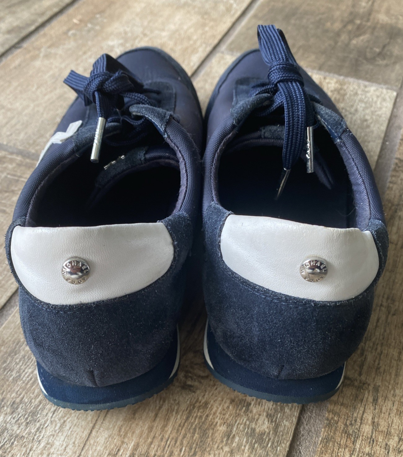 Michael Kors Women Suede Navy Blue /White Sneakers Casual Tennis Shoes Sz 8.5M