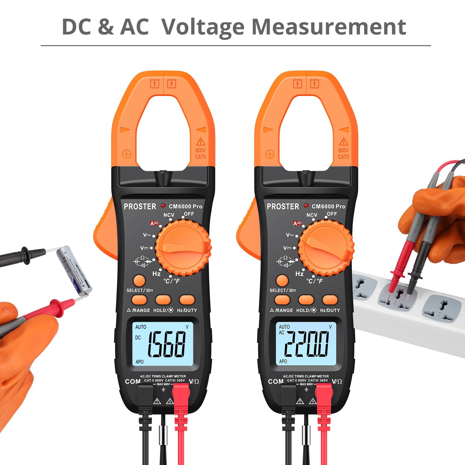 Proster Digital Clamp Meter 6000 Count - 800A DC AC Current Ammeters AC/DC Vo...