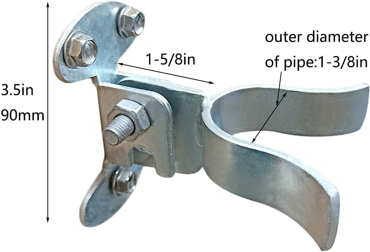 Flat Back Wall Mount Fork Gate Latch 1-3/8" Silver for Chain Link Fences
