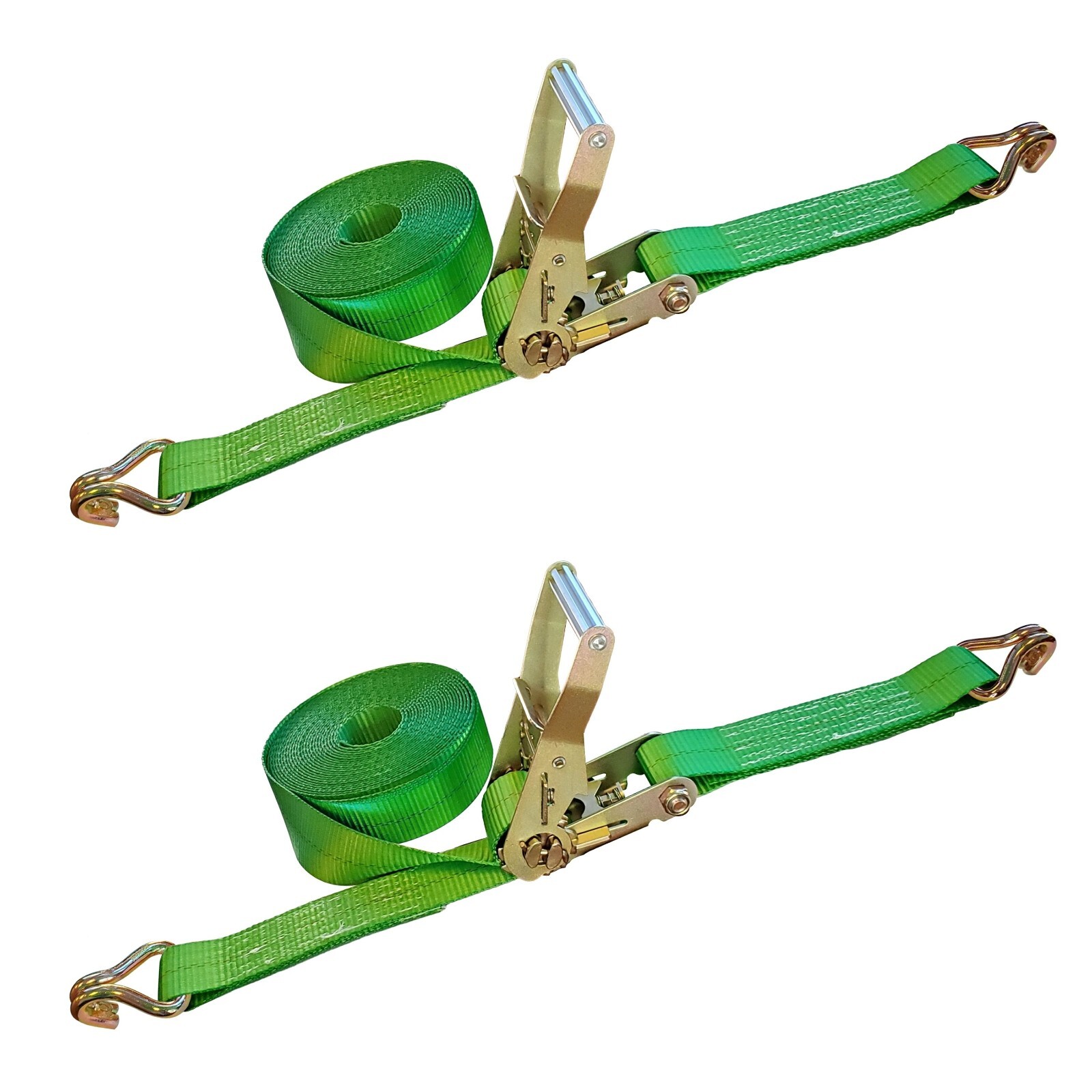 USA 2 Pack 2" x 30' Ratchet Tie Down Strap w/ J Wire Hook Flatbed Truck Trailer