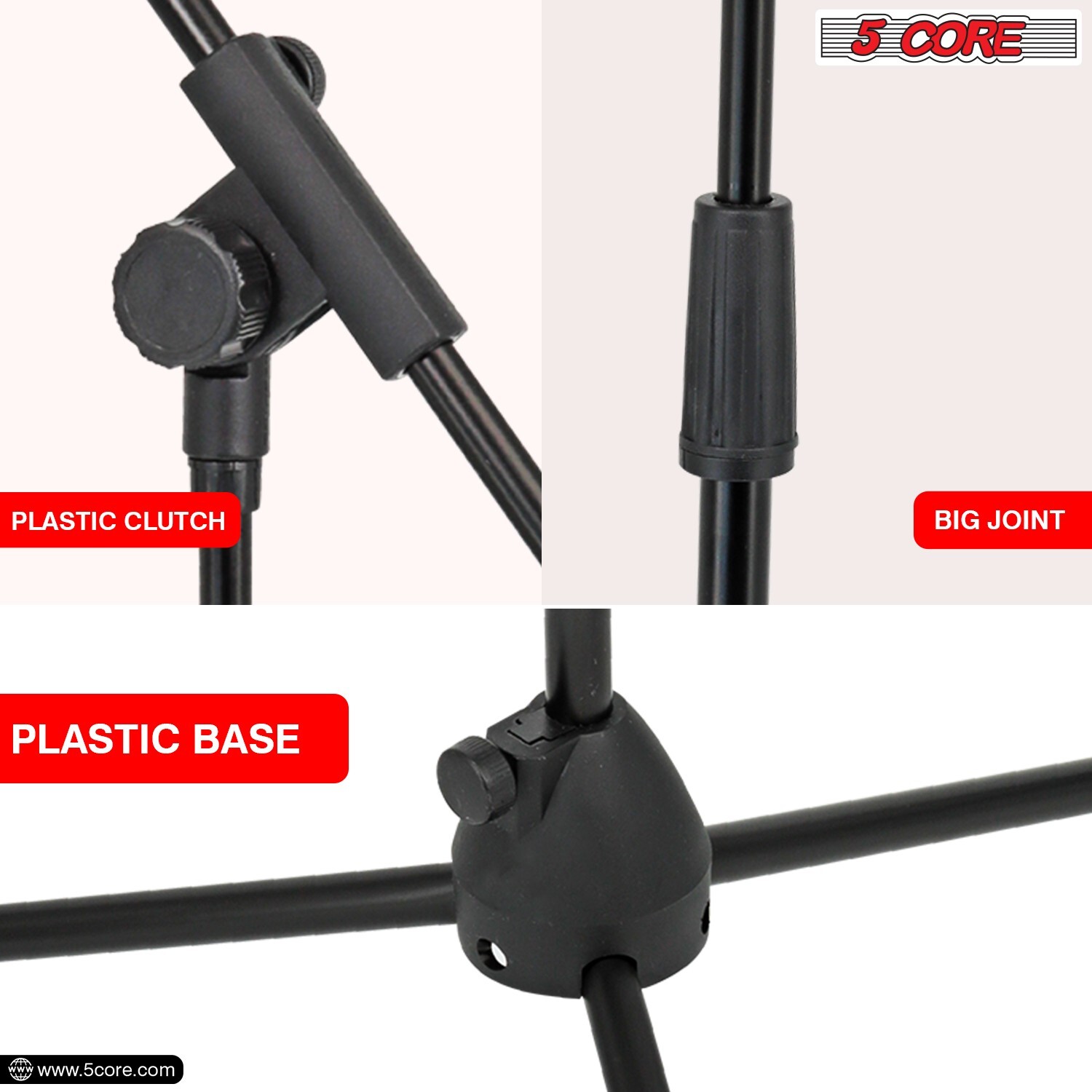 5Core Microphone Stand 360° Rotating Mic Clip Boom Arm Foldable Tripod Holder