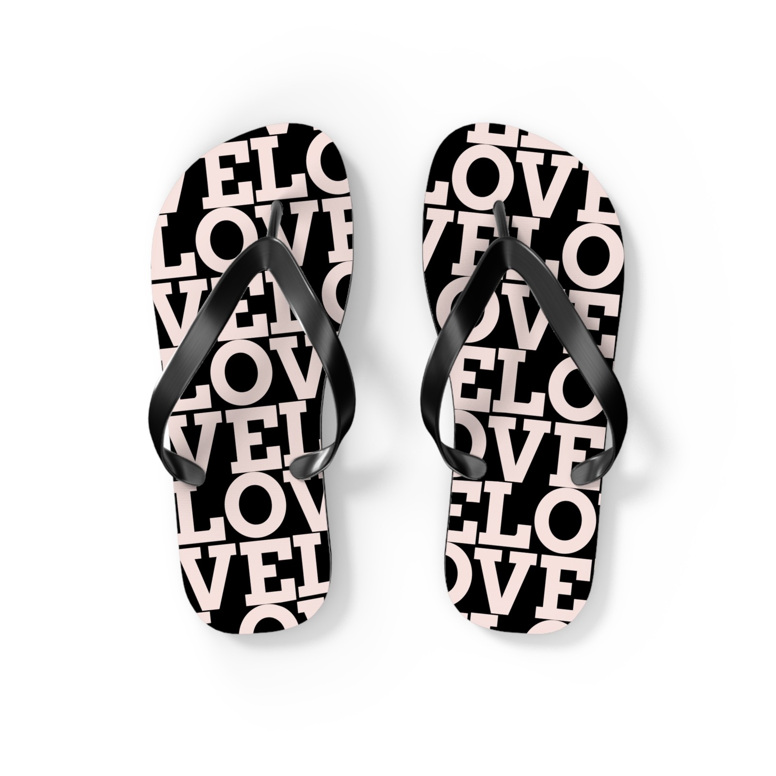 Love Pattern Flip Flops, Summer Footwear, Gift for Her, Vacation Essentials