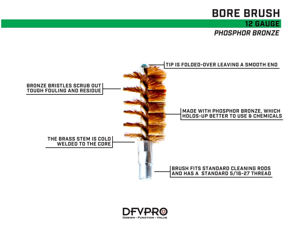 10 Pack- 12 Gauge Phosphor Bronze Bore Brushes for Gun Cleaning and Maintenance