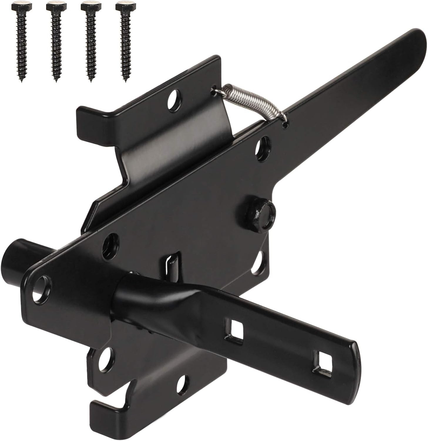 Post Mount Gate Latch for Wooden Fence - Heavy Duty Self Locking Gate Latch Hard