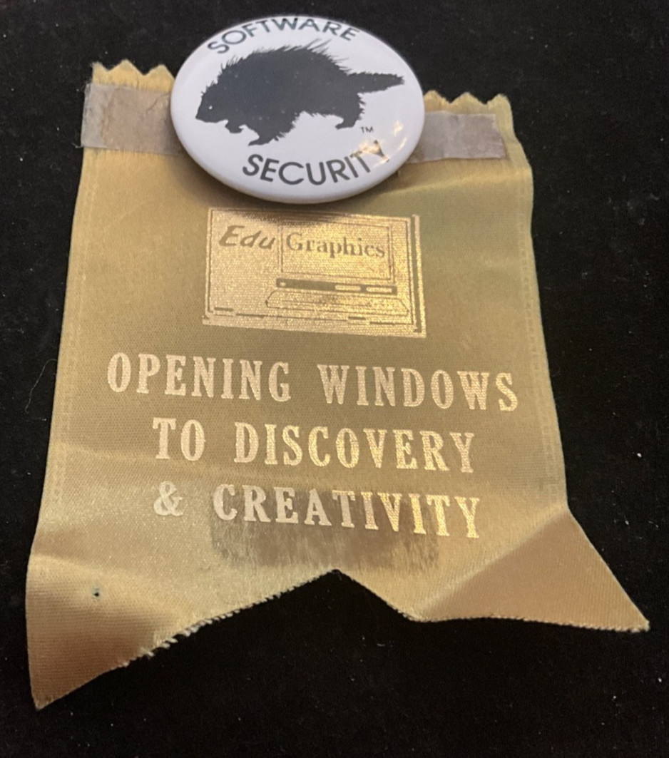 1992 computer expo Chicago- Windows Compatible software “SWAG” Ribbon and pin