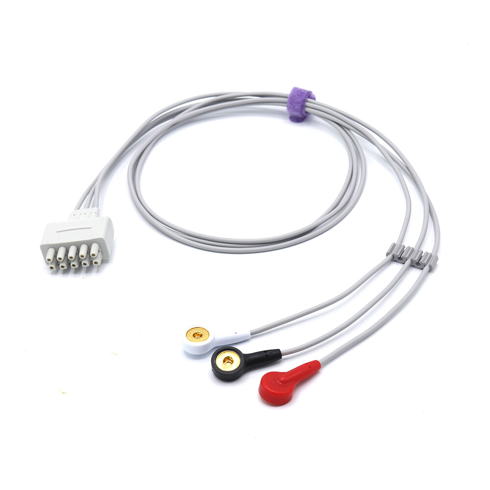 GE Marquette 3 Leads Snap ECG Leadwires Cable - Same Day Shipping