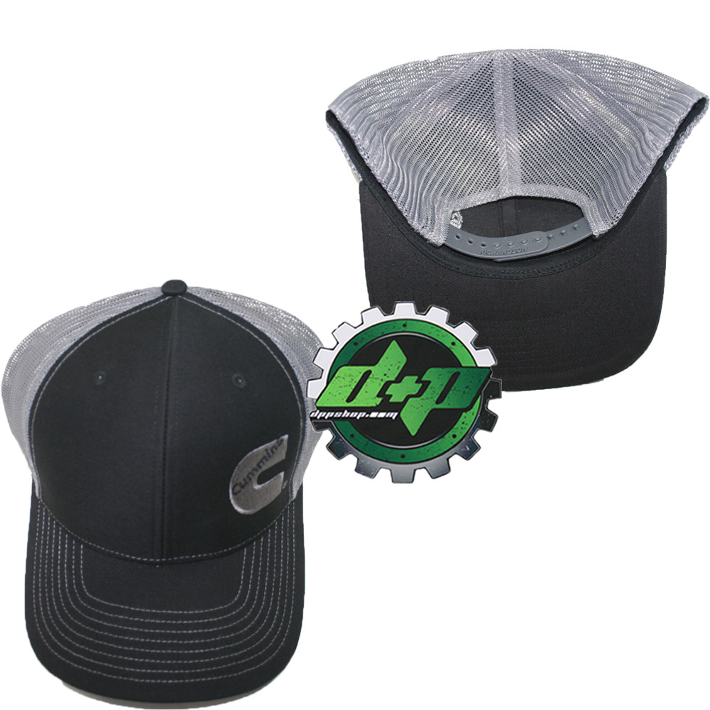 Cummins trucker hat richardson 112 black w/ gray summer mesh back snapback