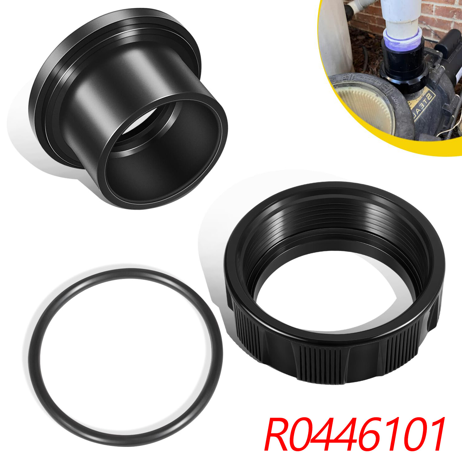 R0446101 2" x 2.5" Tail Piece with O-Ring and Coupling Nut for Zodiac Jandy Pump