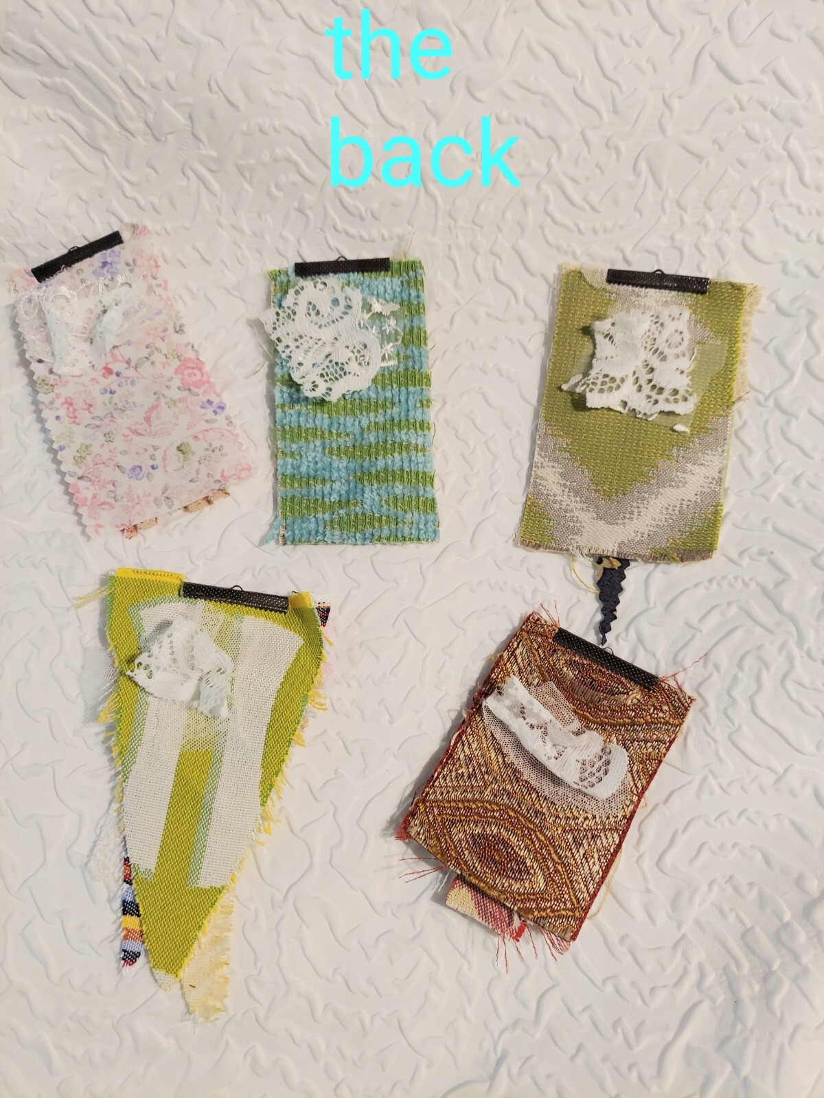 Fabric Lace Scrap Dangles. Rustic Junk Journal Boho Tassel Jewelry. Clusters.