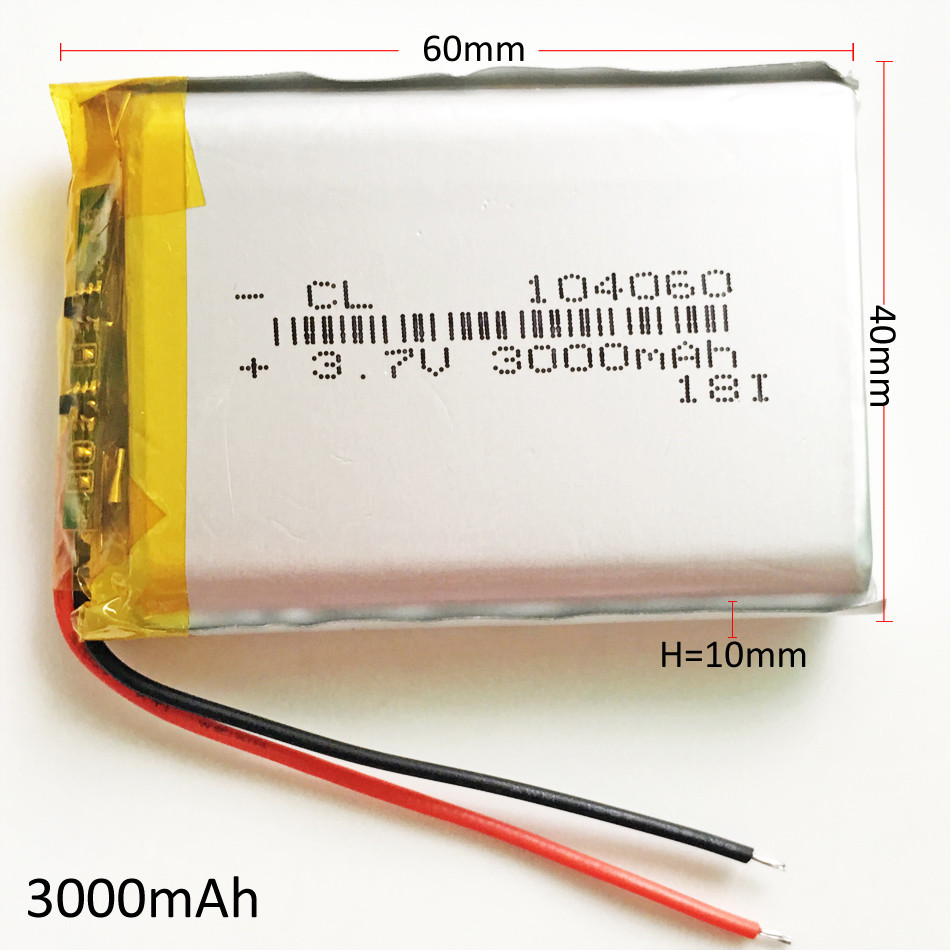 3.7V 3000mAh Lipo Rechargeable Battery For PAD GPS 104060 PowerBank Mobile Phone