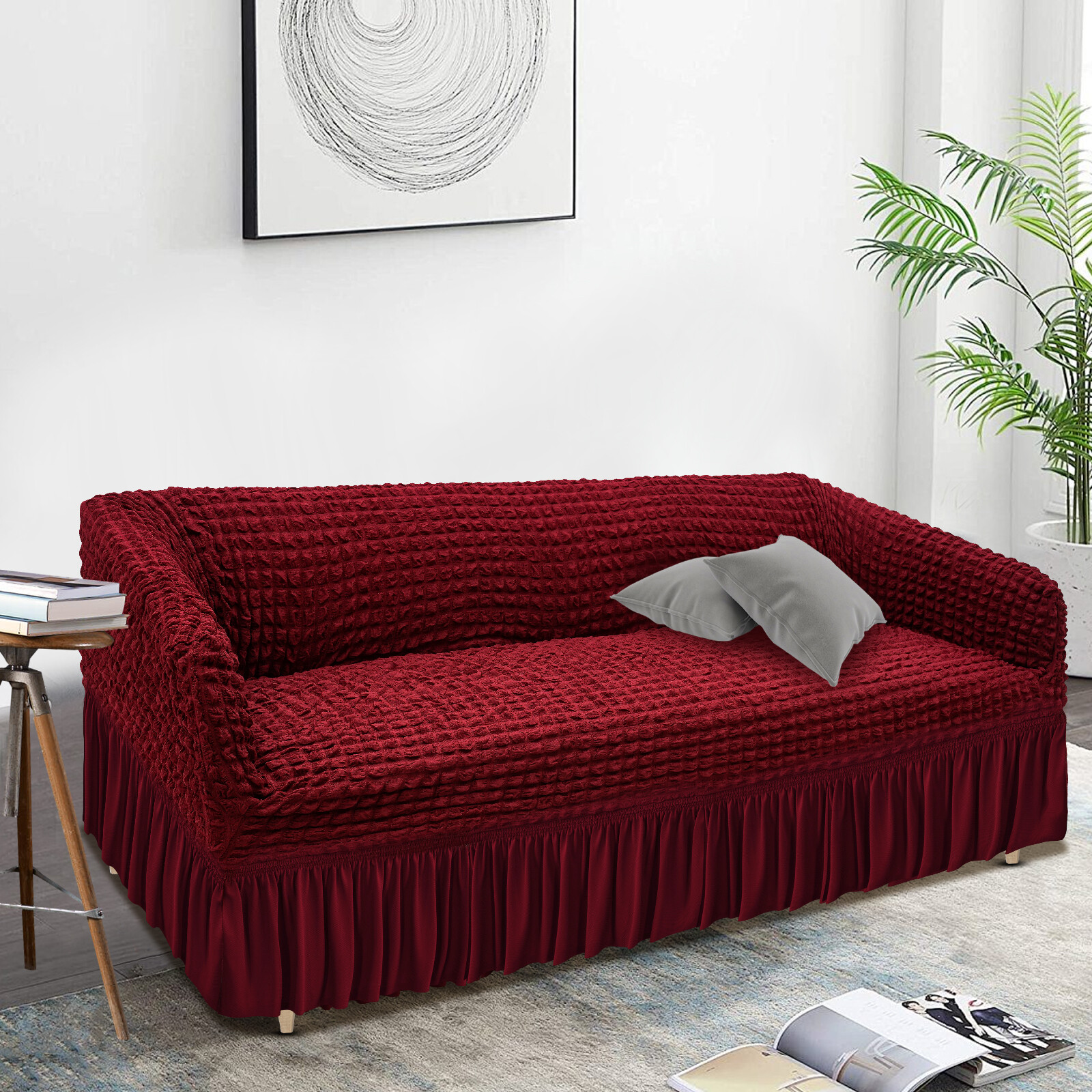 Sofa Slipcover Stretch Slipcover Couch Cover w/Skirt High Elastic Sofa Protector