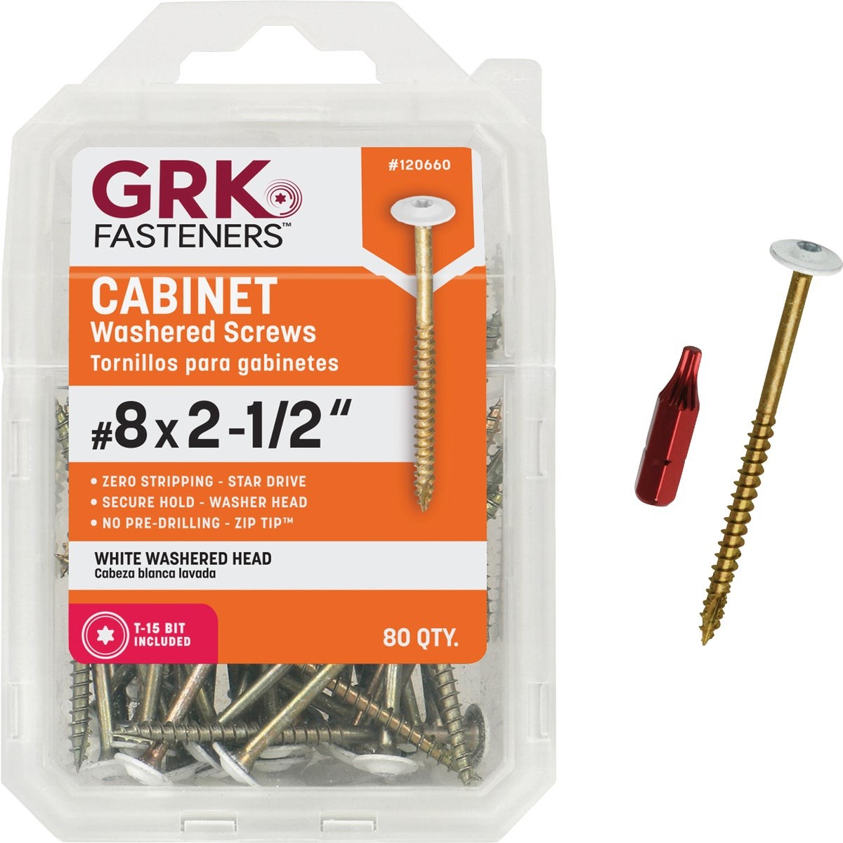 GRK #8 x 2-1/2 In. Star Drive White Cabinet Screw (80-Count) 120660 GRK