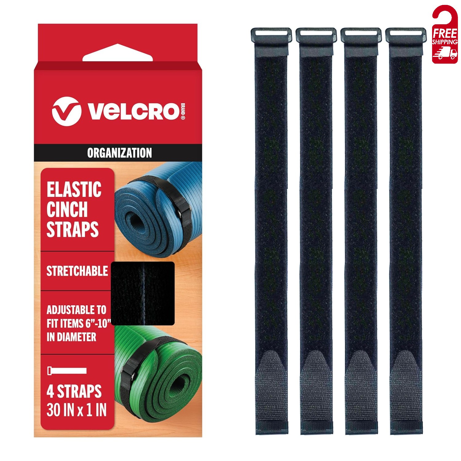 VELCRO Elastic Straps 30 Inch 4 Pack Adjustable Free Ship