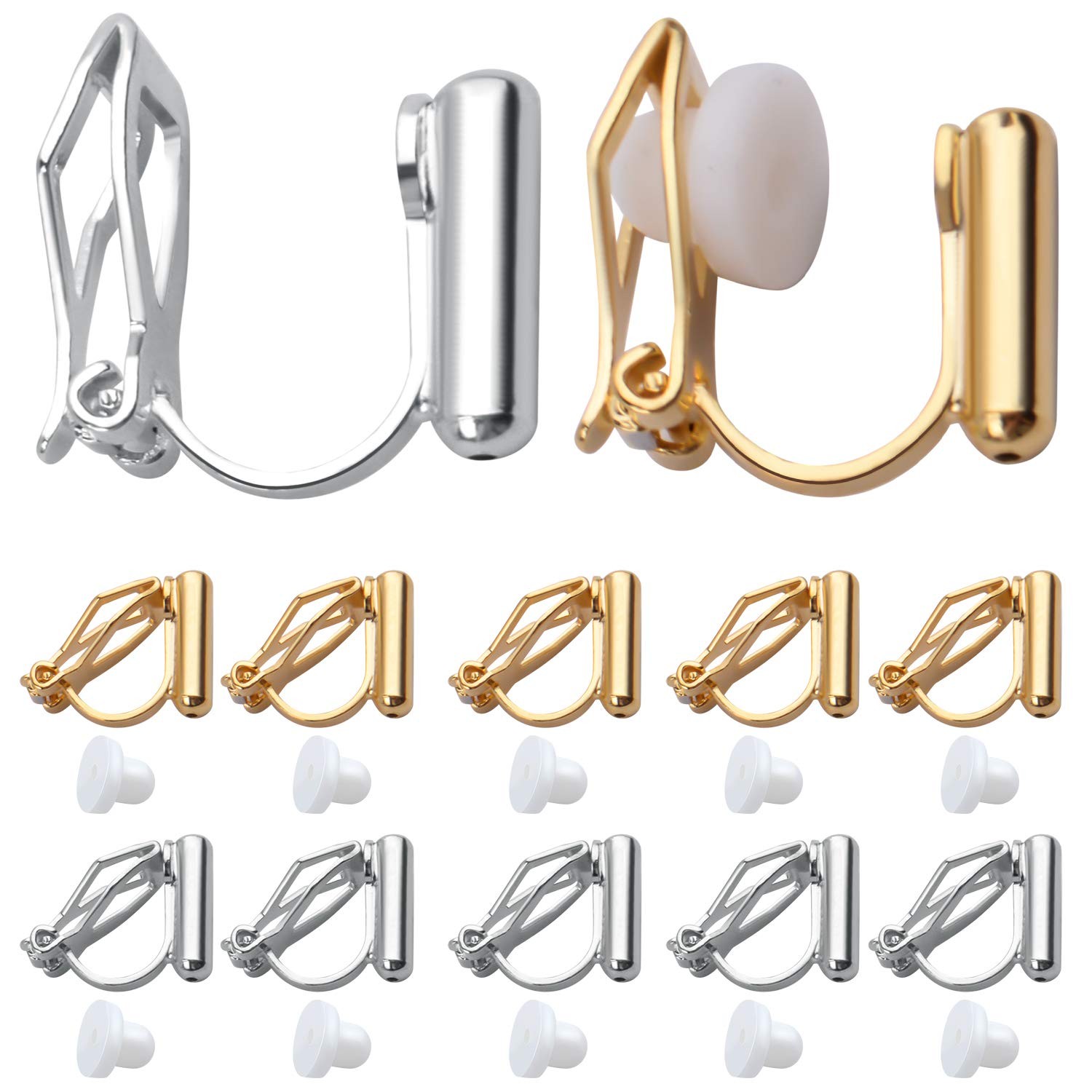 20pcs Clip On Earring Converter with Post and 20pcs Soft Earring Cushion for ...