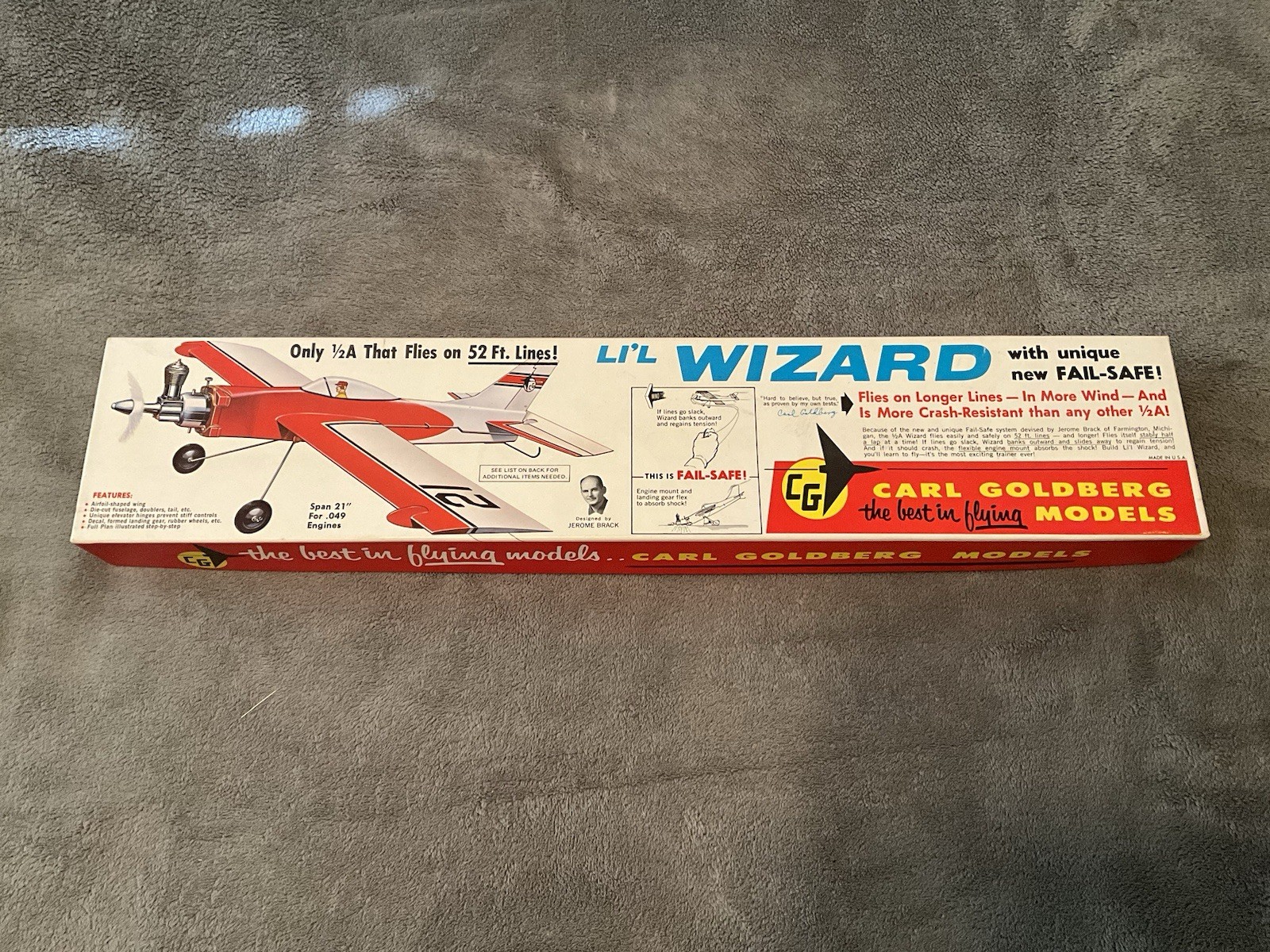 Vintage 70s Carl Goldberg “Lil Wizard” 1/2A Balsa  Model Kit #G5, Complete/NOS!