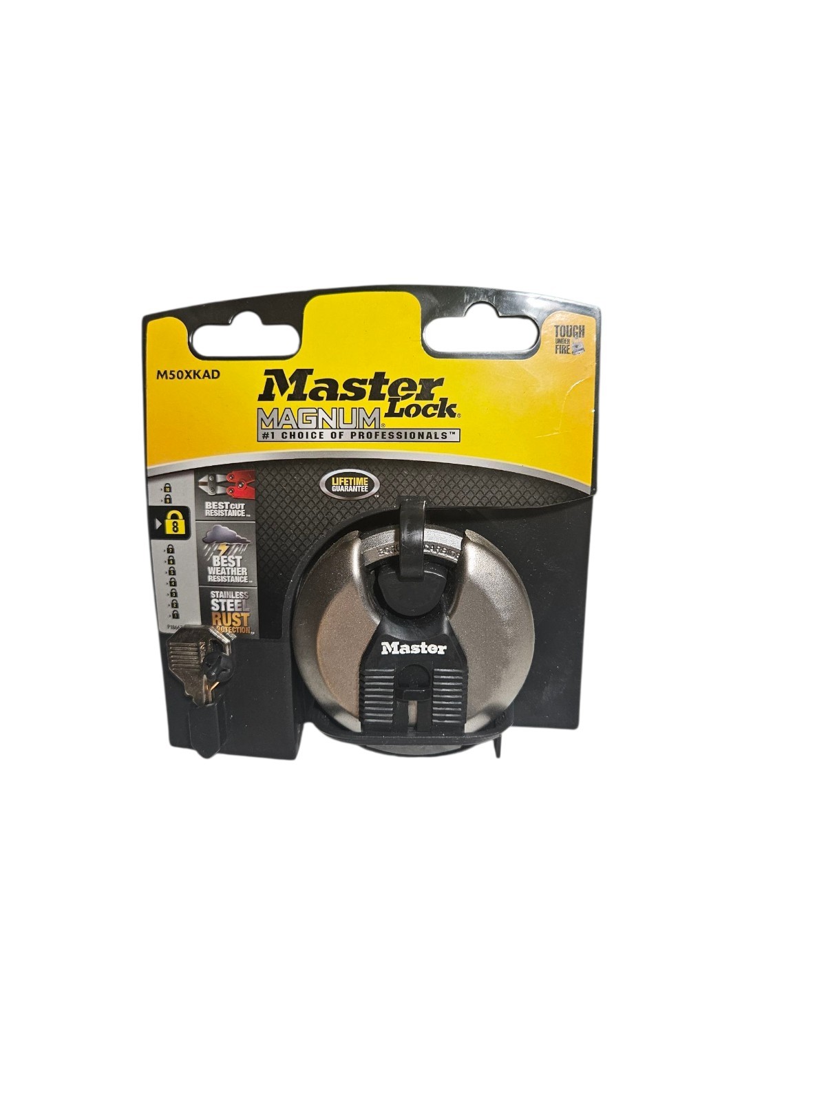 Master Lock  Magnum 3 1/8 M50XKAD in Wide Stainless Steel