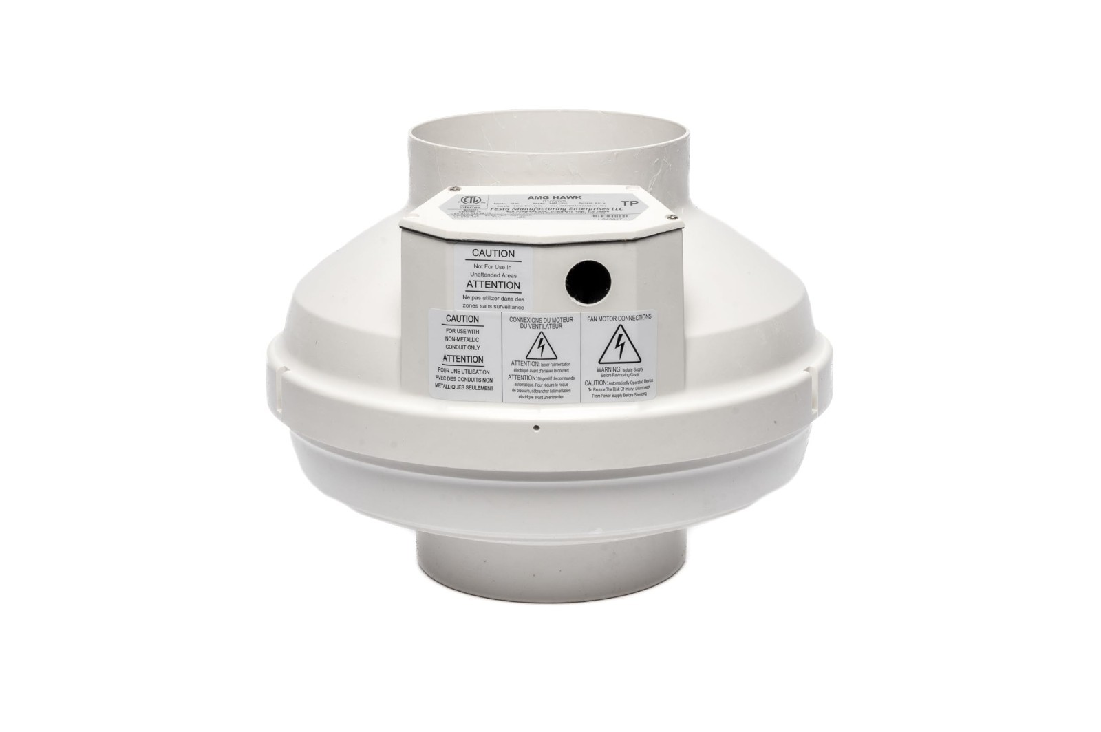 322 CFM Radon Mitigation Inline Fan 6" Quiet Energy Efficient Waterproof
