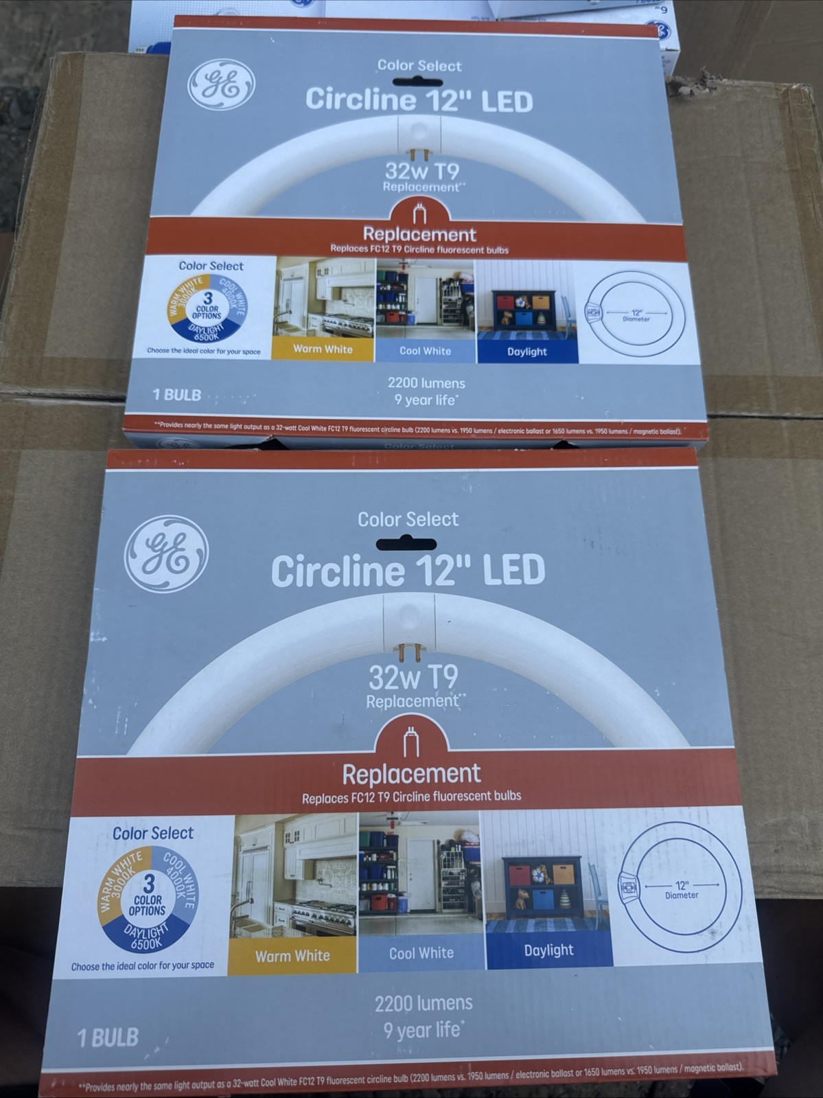 Lot of 2- GE Color Select Circline 12” LED 32w T9 Replacement - 3 Color Options