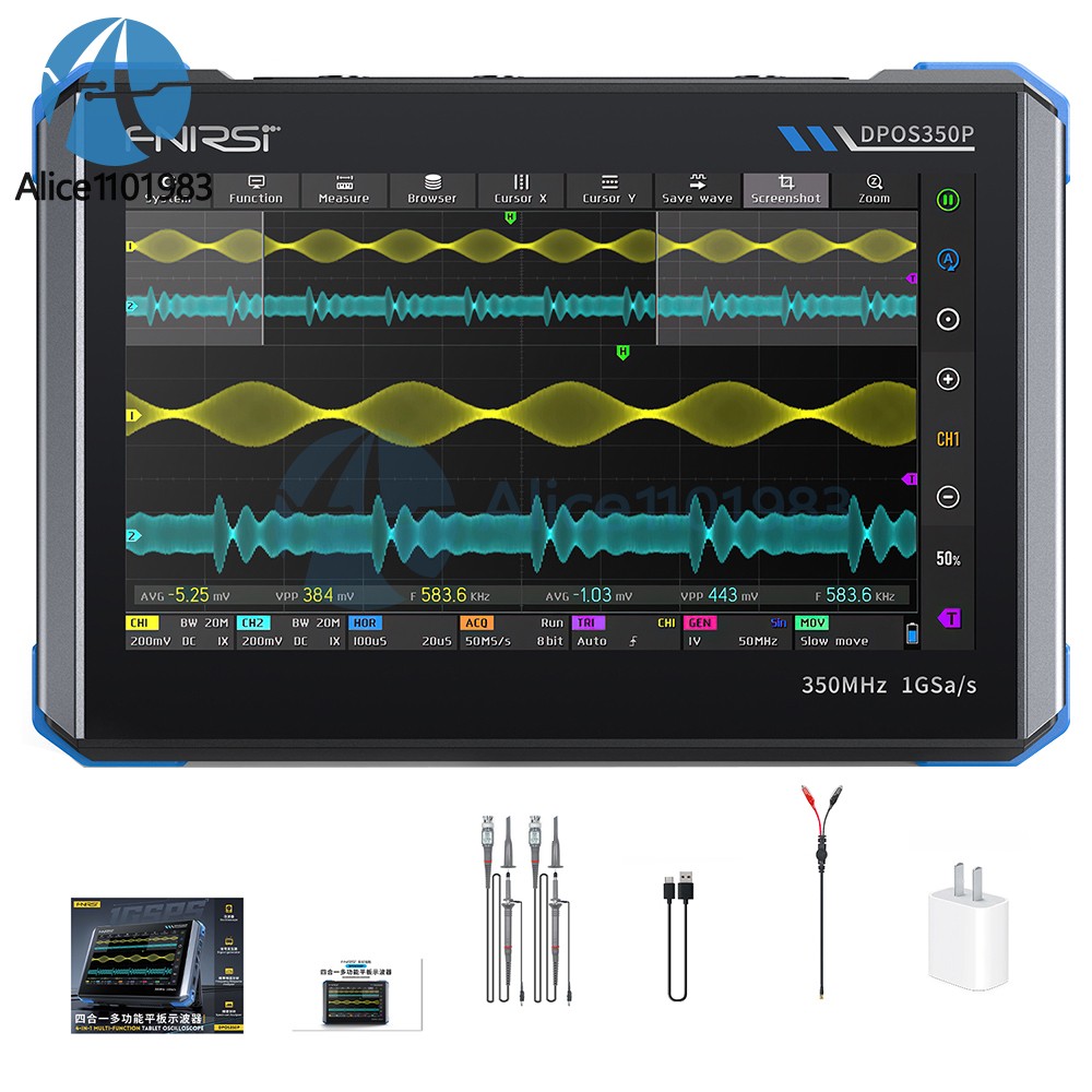 FNIRSI DPOS350P 4-in-1 Digital Oscilloscope Signal Generator Spectrum Analyzer