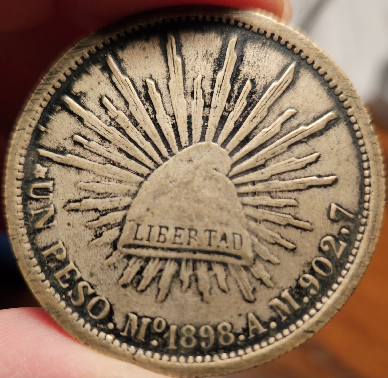1898 Mo AM Mexico 1 Peso Silver Coin