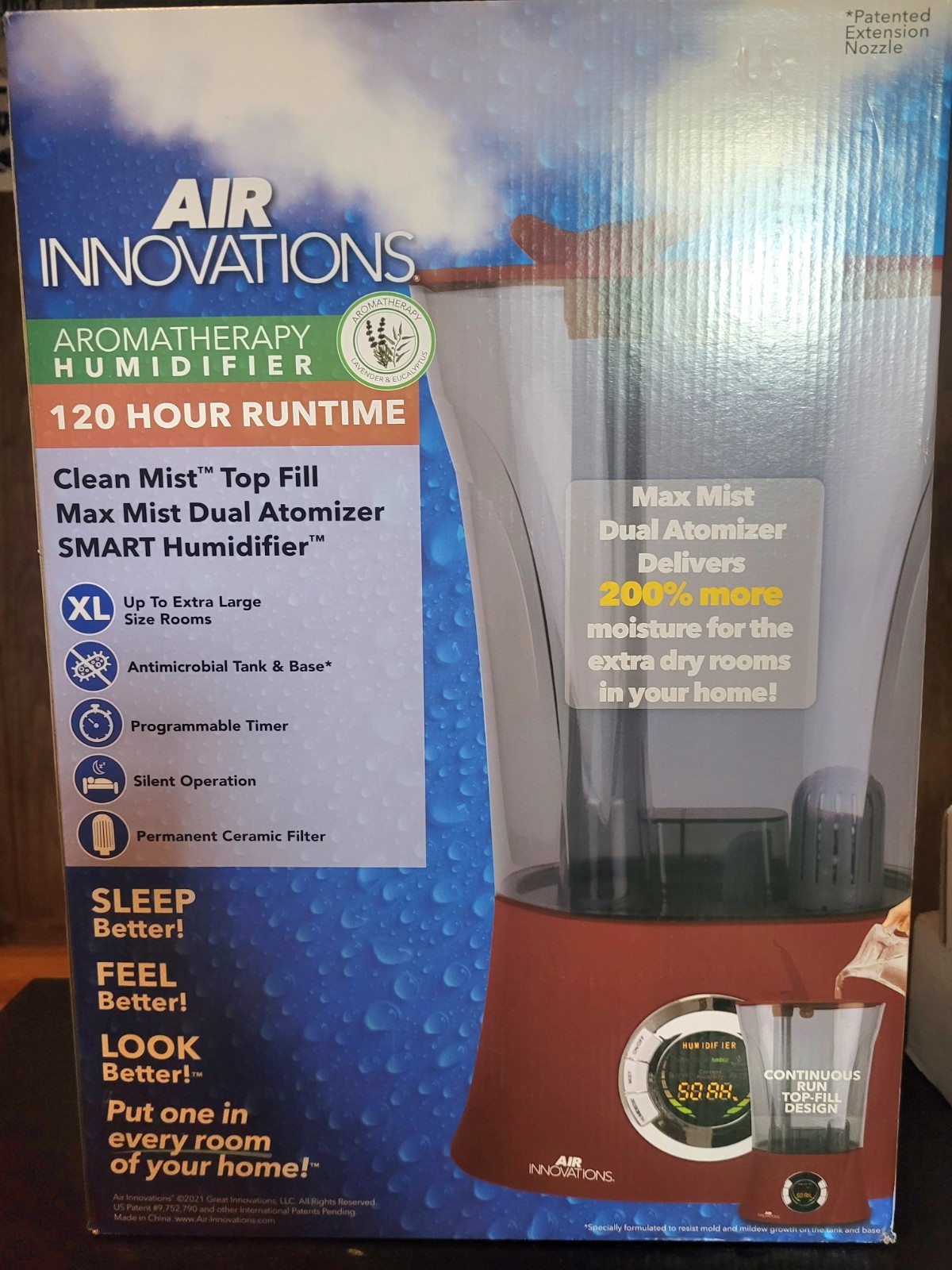 Air Innovations MH-908 Aromatherapy Humidifier XL 120 Hour Runtime