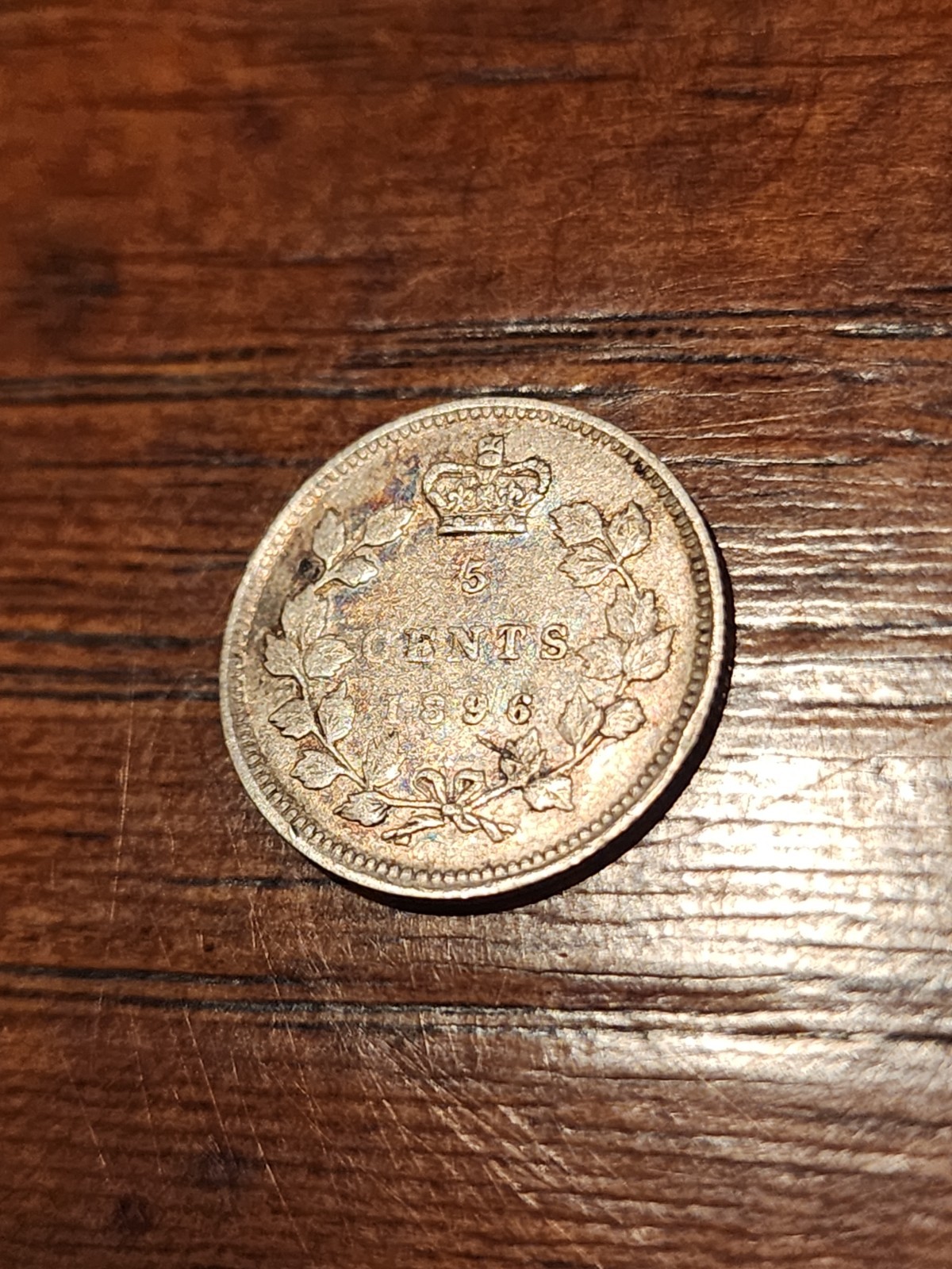 1896 Canada 5 Cents Silver Coin