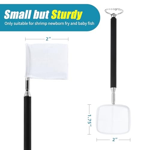 Small Fish Tank Shrimp Net, Aquarium Debris Cleaning Tools, with 2 Inch Square