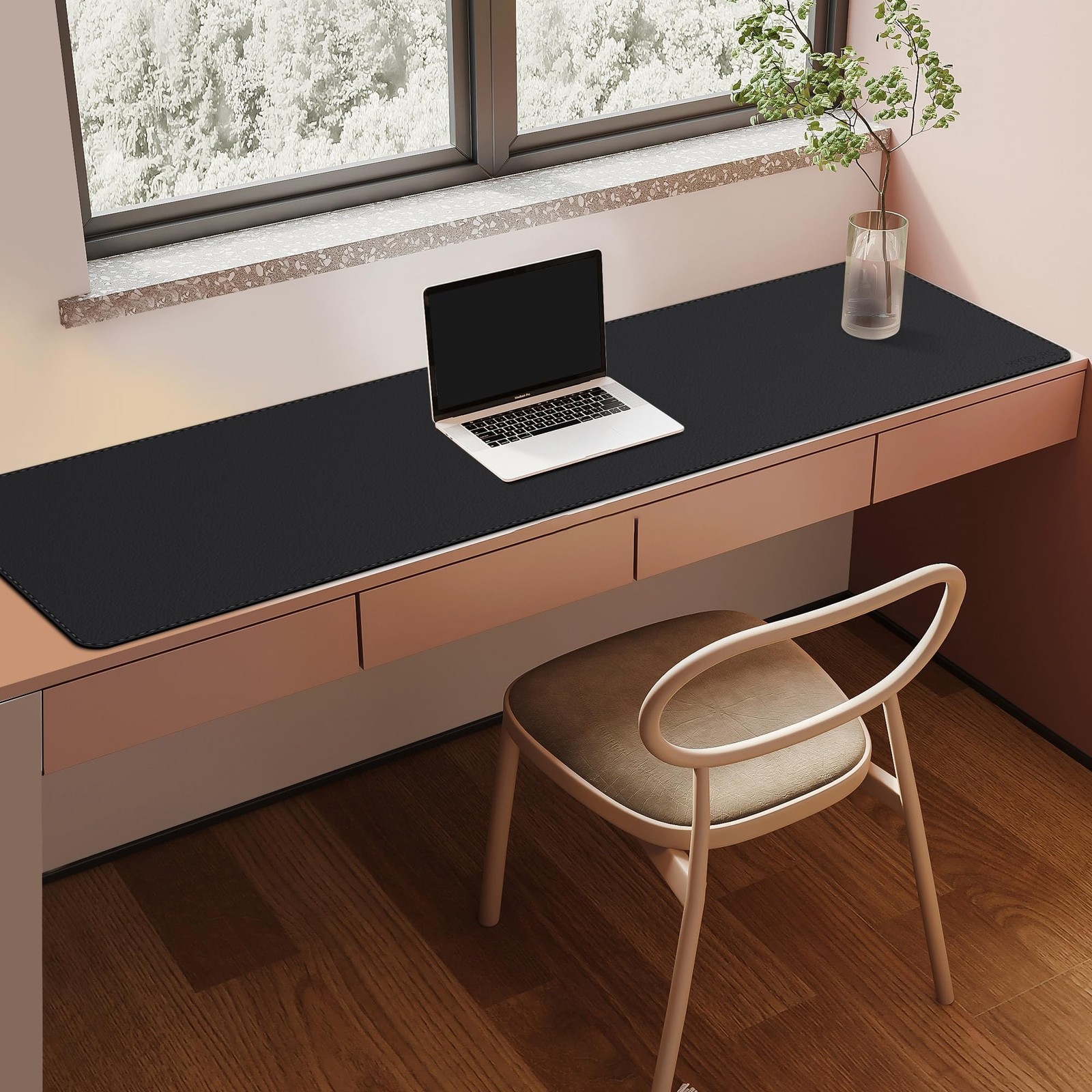 Mydours 59" x 15.7" Oversized PU Leather Desk Mat with Anti-Slip Suede Backin...