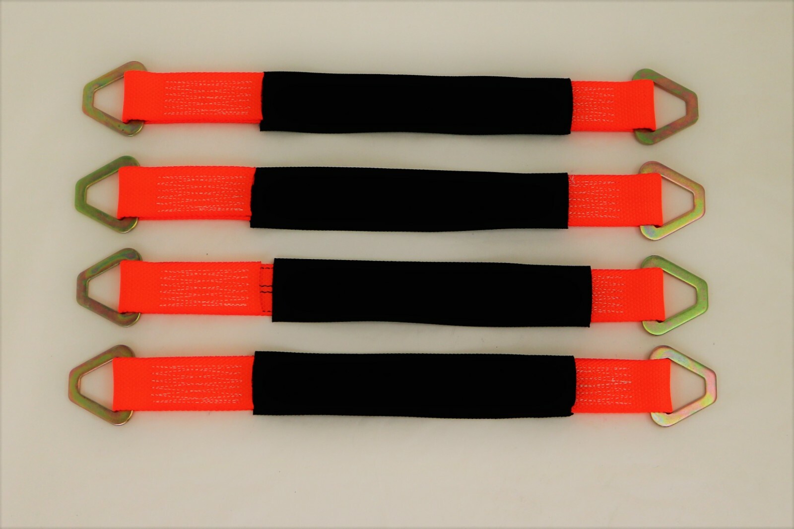 (4 Pack) 2" X 24" Axle Straps |Orange Diamond Weave Webbing | Towing and Hauling