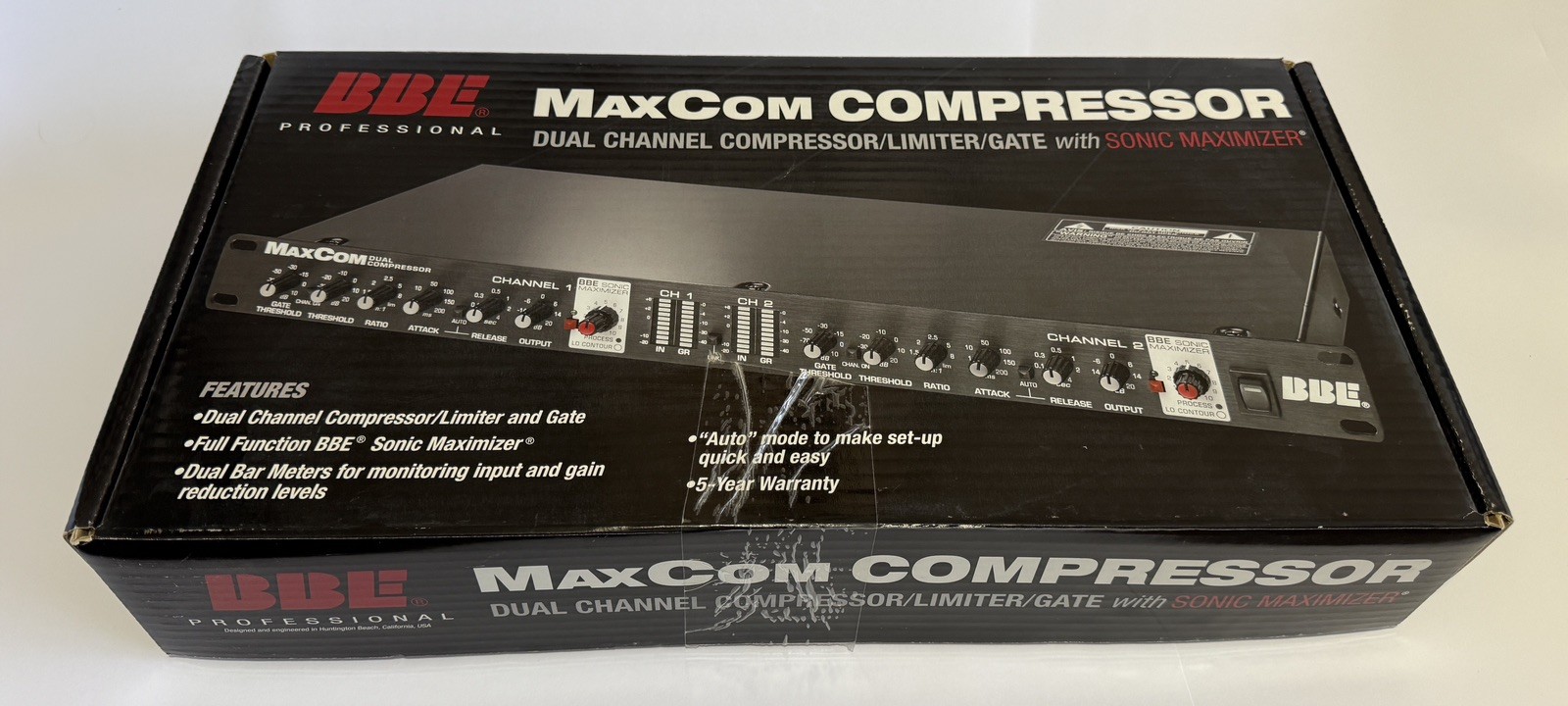 BBE MaxCom Dual Channel Compressor/Limiter/Gate w/ Power Cord & Original Box
