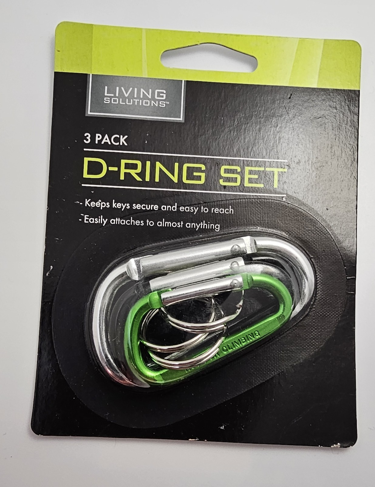 Living Solutions 3 Pack Carabiner Keychain (D Ring) Set Of 3 Assorted Sizes