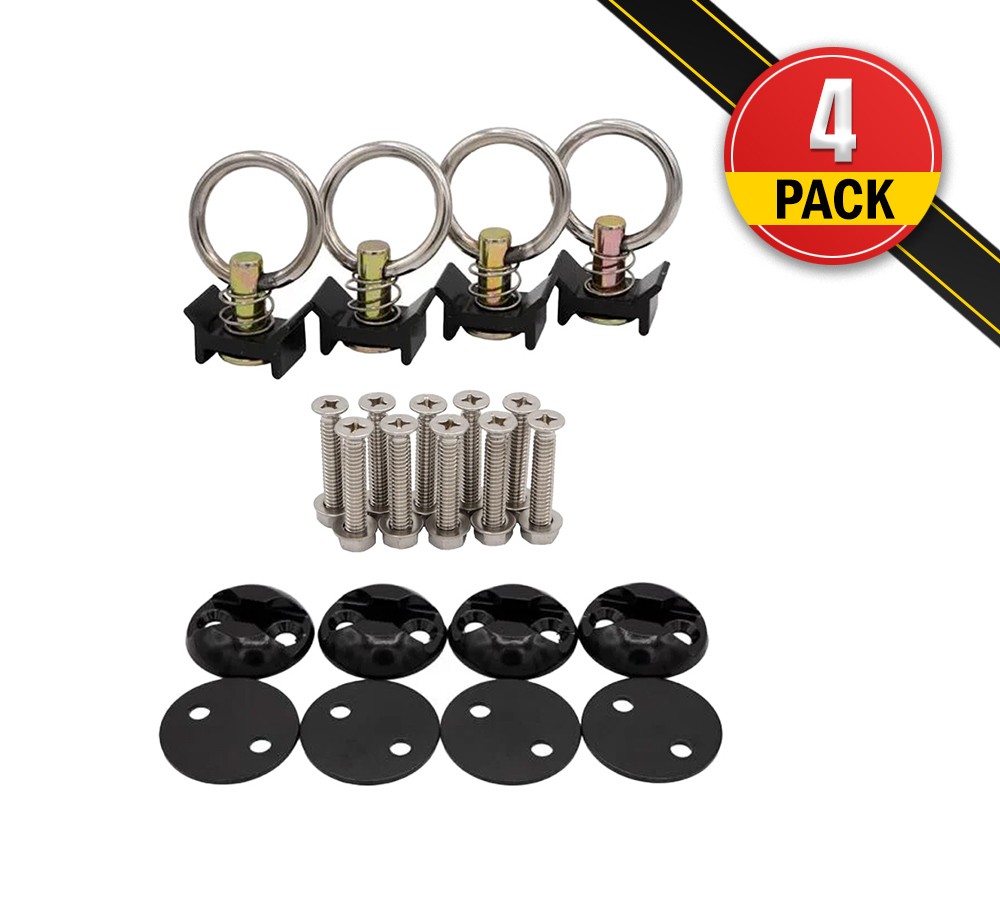 88 Pieces Black Tie Down Kit with 2" Round Anchor Point