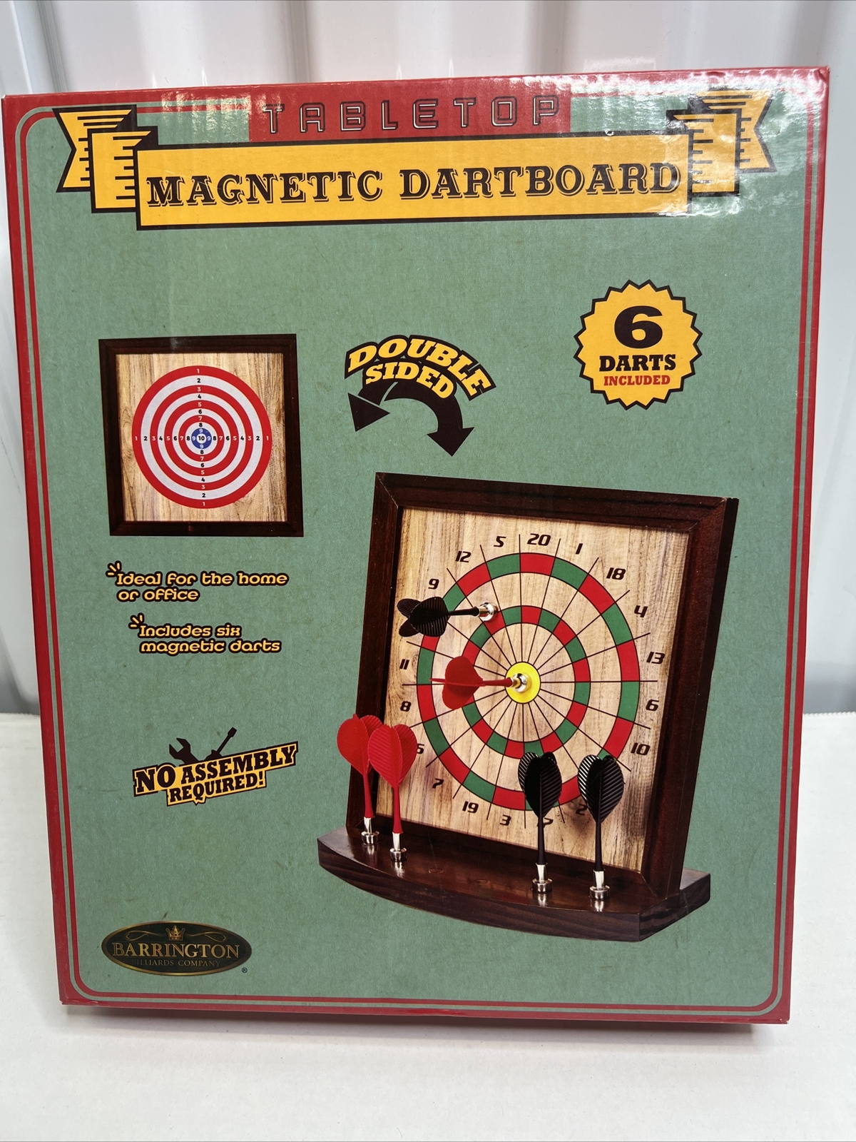 New Barrington Tabletop Magnetic Dartboard Game Classic Wooden FamilyFun FreeS&H