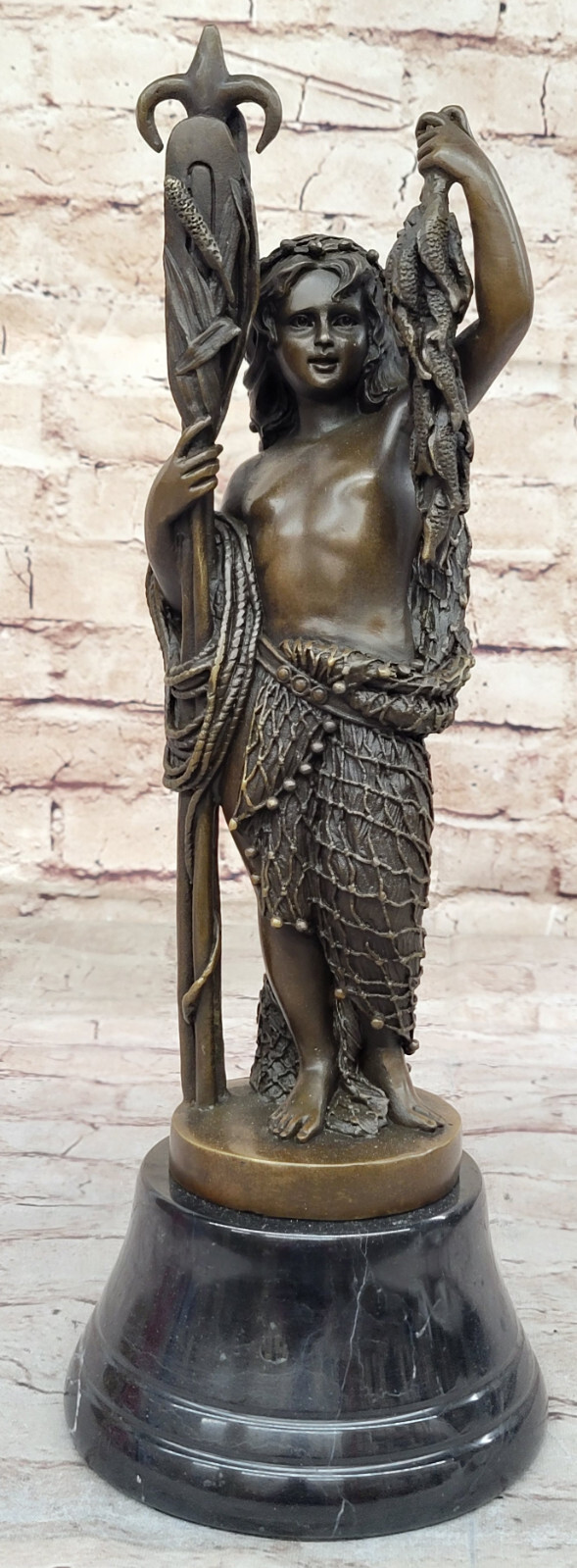 Home Office Elegance Hunter Fisherman Bronze Statue Detailed Artwork
