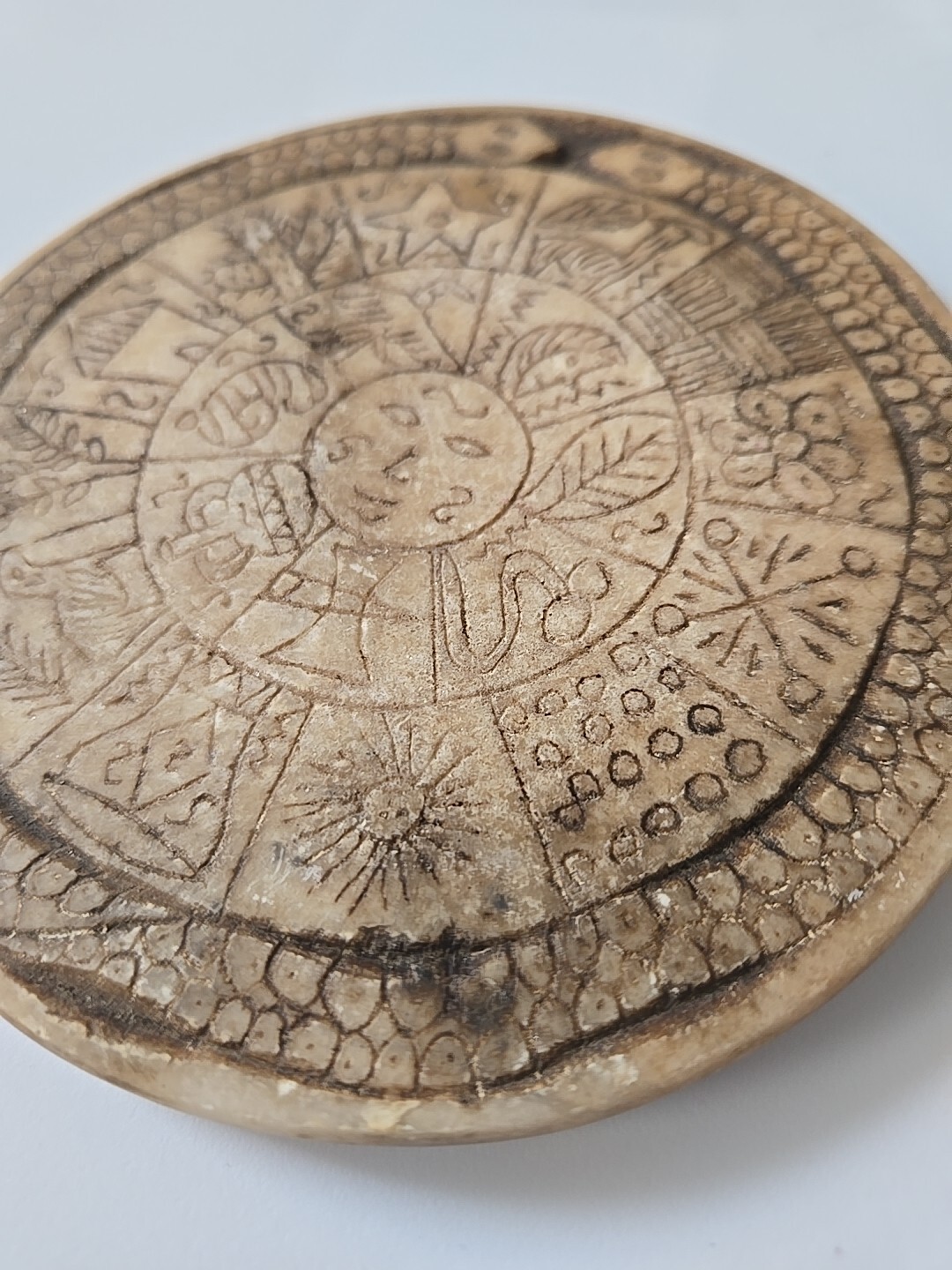 Peruvian Hand carved Inca's calendar - stone- snake design
