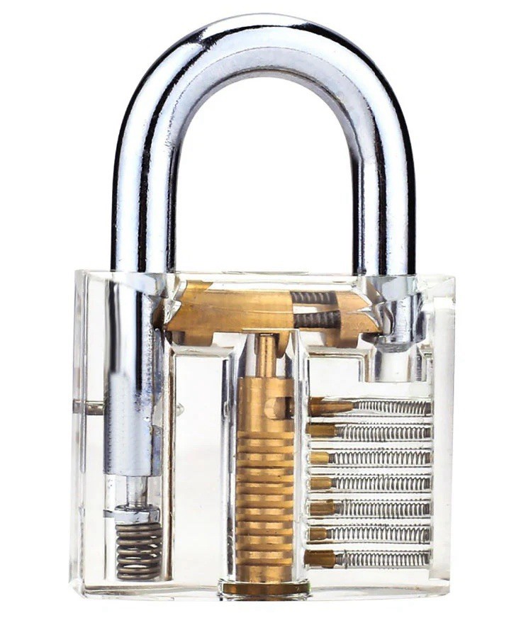 Clear Transparent Cutaway Practice Padlock with Visible Pins Locksmith Training