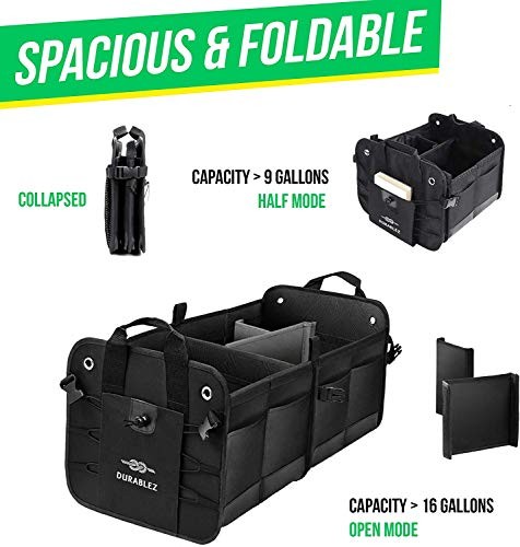 4 Compartment Separable Collapsible Car Trunk Storage 4-section XXL black