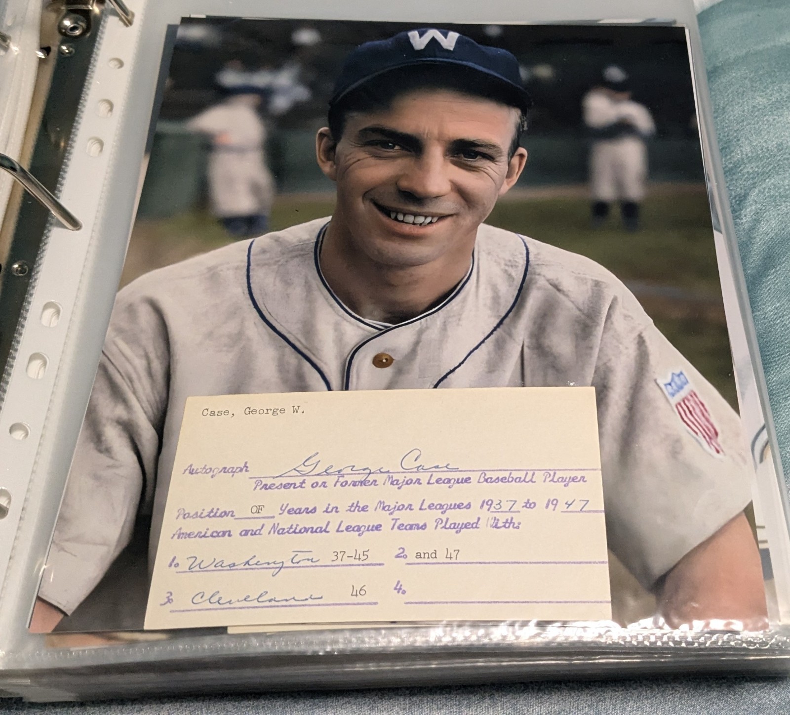 George Case Washington Senators Signed Cut With 8x10 Photo W/Our COA