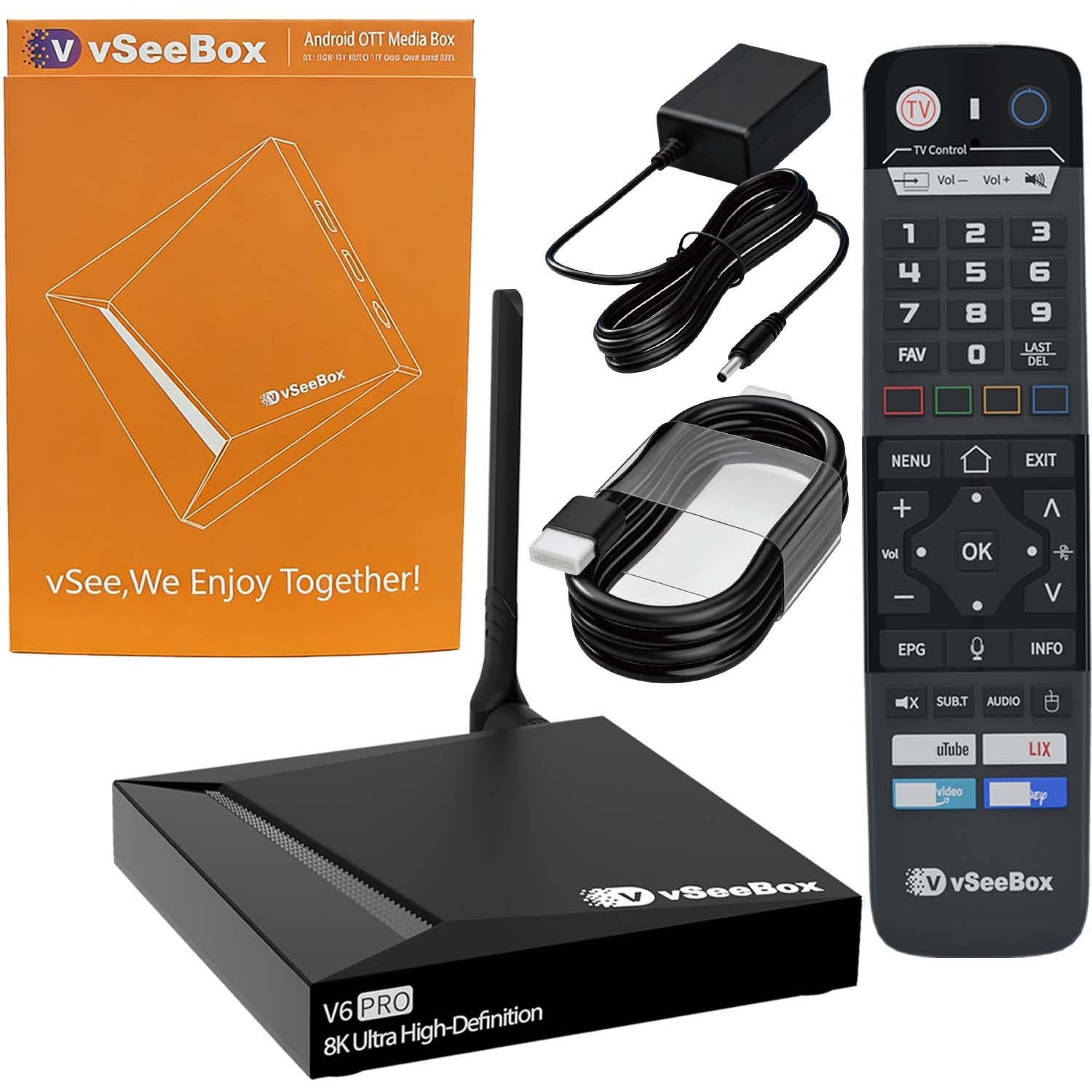 vSeeBox V6 Pro TV Box Support Voice Control Android 14 8KHD Upgraded from V5 Pro